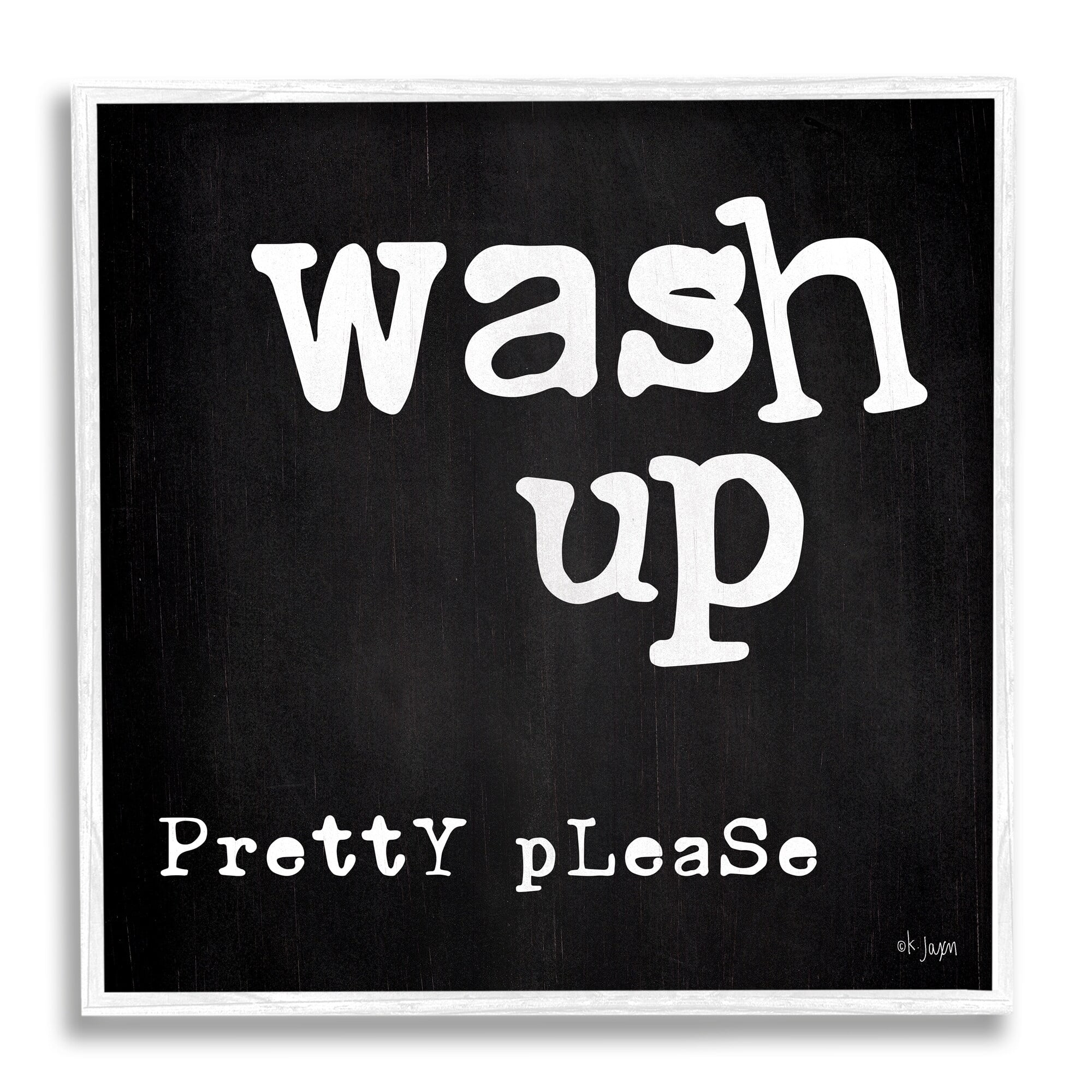 Stupell Industries Wash Up Pretty Please Bathroom Sign Black White, 24 x 24, Design by Jaxn Blvd.