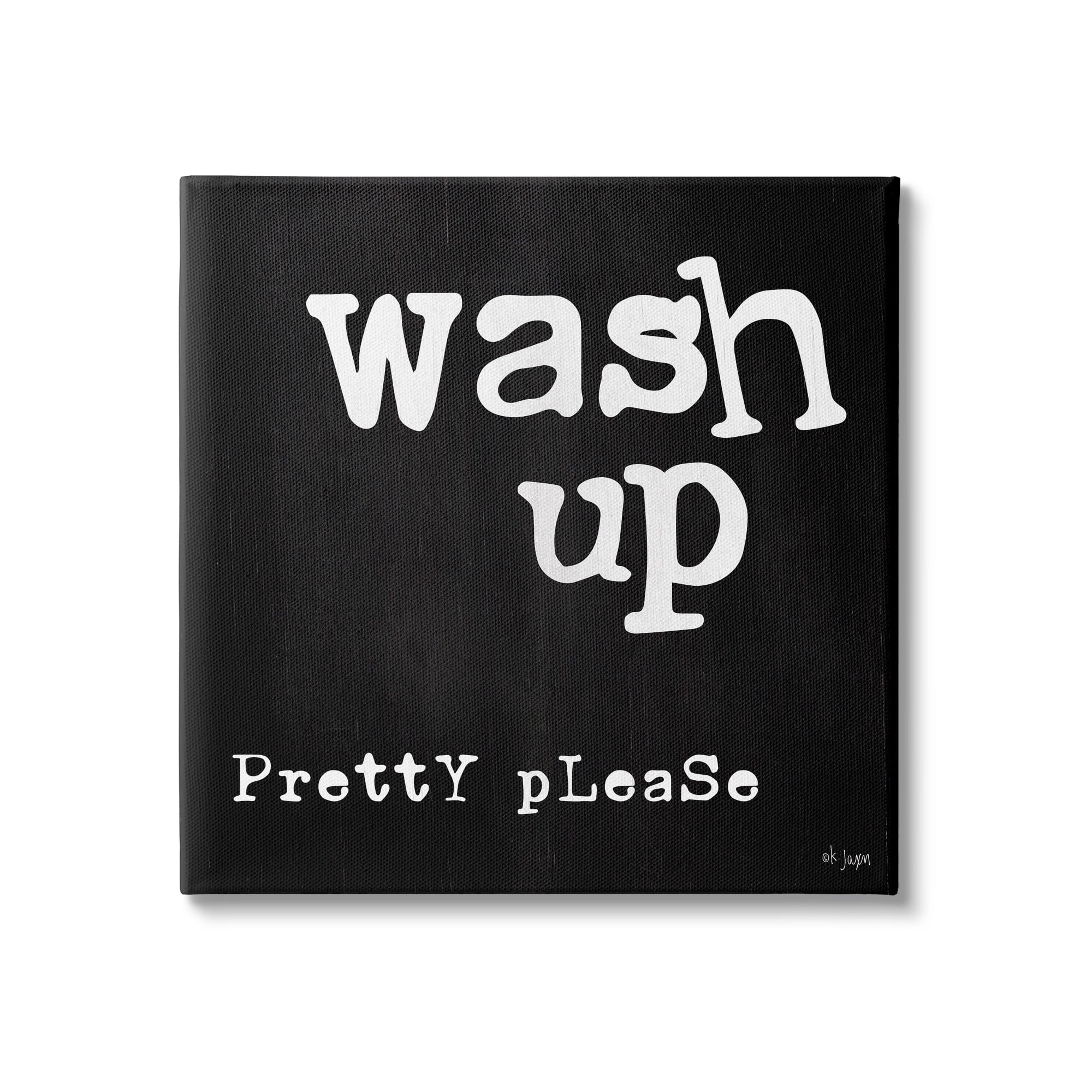 Stupell Industries Wash Up Pretty Please Bathroom Sign Black White, 30 x 30, Design by Jaxn Blvd.