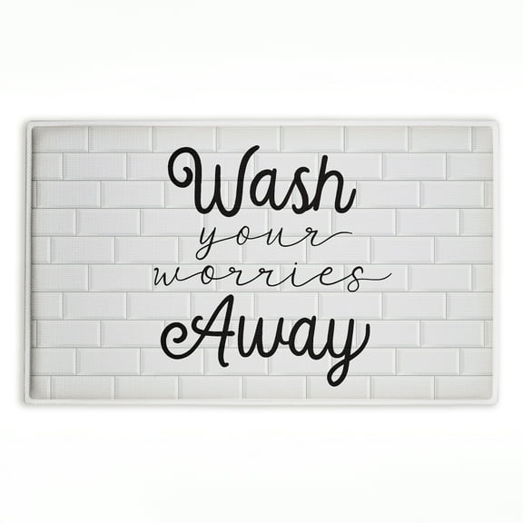 Stupell Industries Wash Worries Away Simple Printed Plush Bath Mat and Bath Rug, design by Arrolynn Weiderhold, 18"x30"