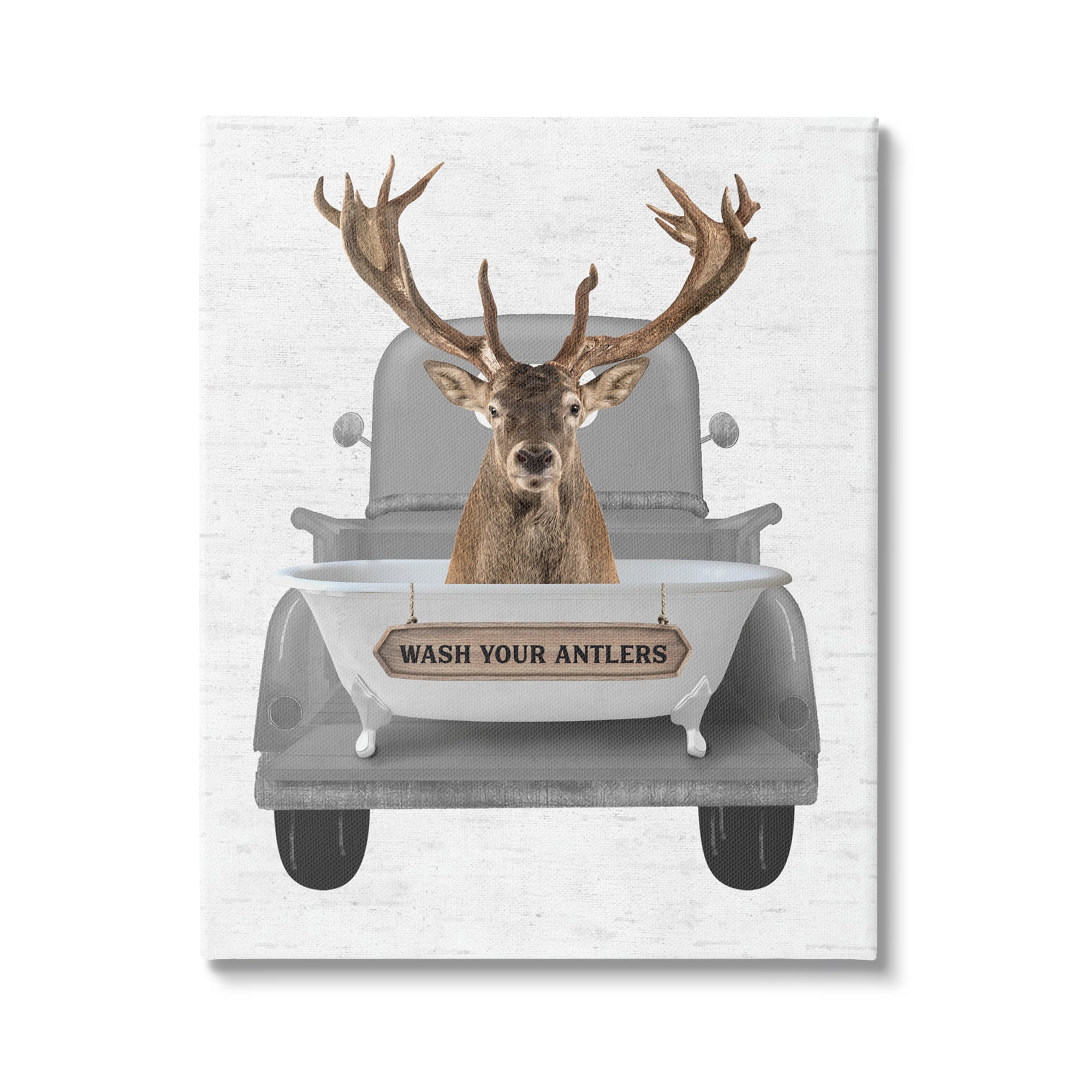 Stupell Industries Wash Your Antlers Deer Animals & Insects Painting Gallery Wrapped Canvas Print Wall Art, 30 x 40
