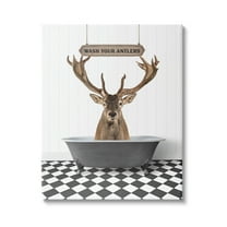 Stupell Industries Wash Your Antlers Elk Animals & Insects Painting Gallery Wrapped Canvas Print Wall Art, 16 x 20