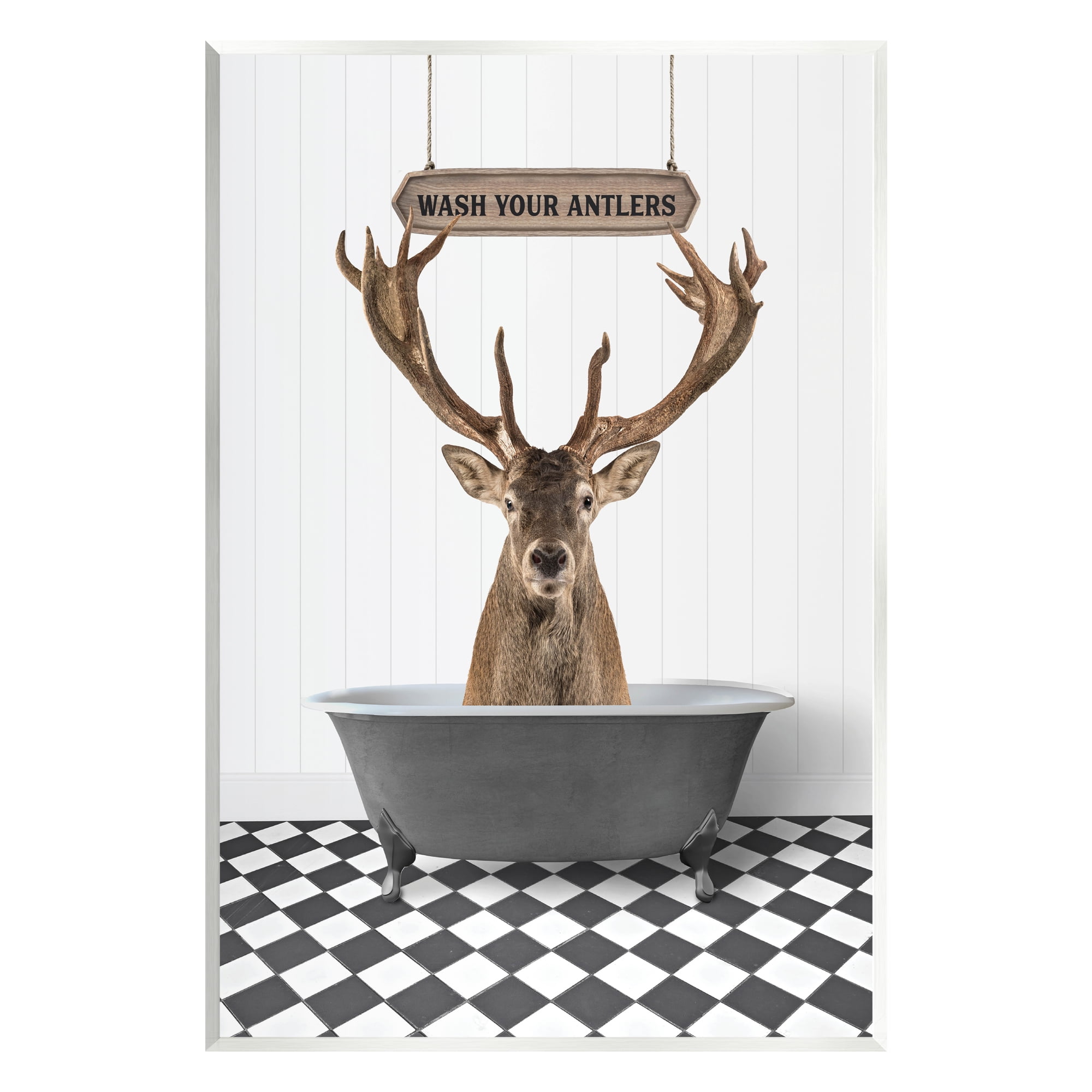 Stupell Industries Wash Your Antlers Elk Animals & Insects Painting Unframed Art Print Wall Art, 13 x 19