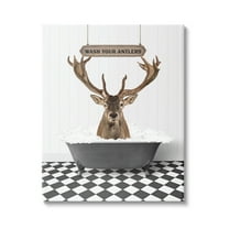 Stupell Industries Wash Your Antlers Phrase Animals & Insects Painting Gallery Wrapped Canvas Print Wall Art, 16 x 20