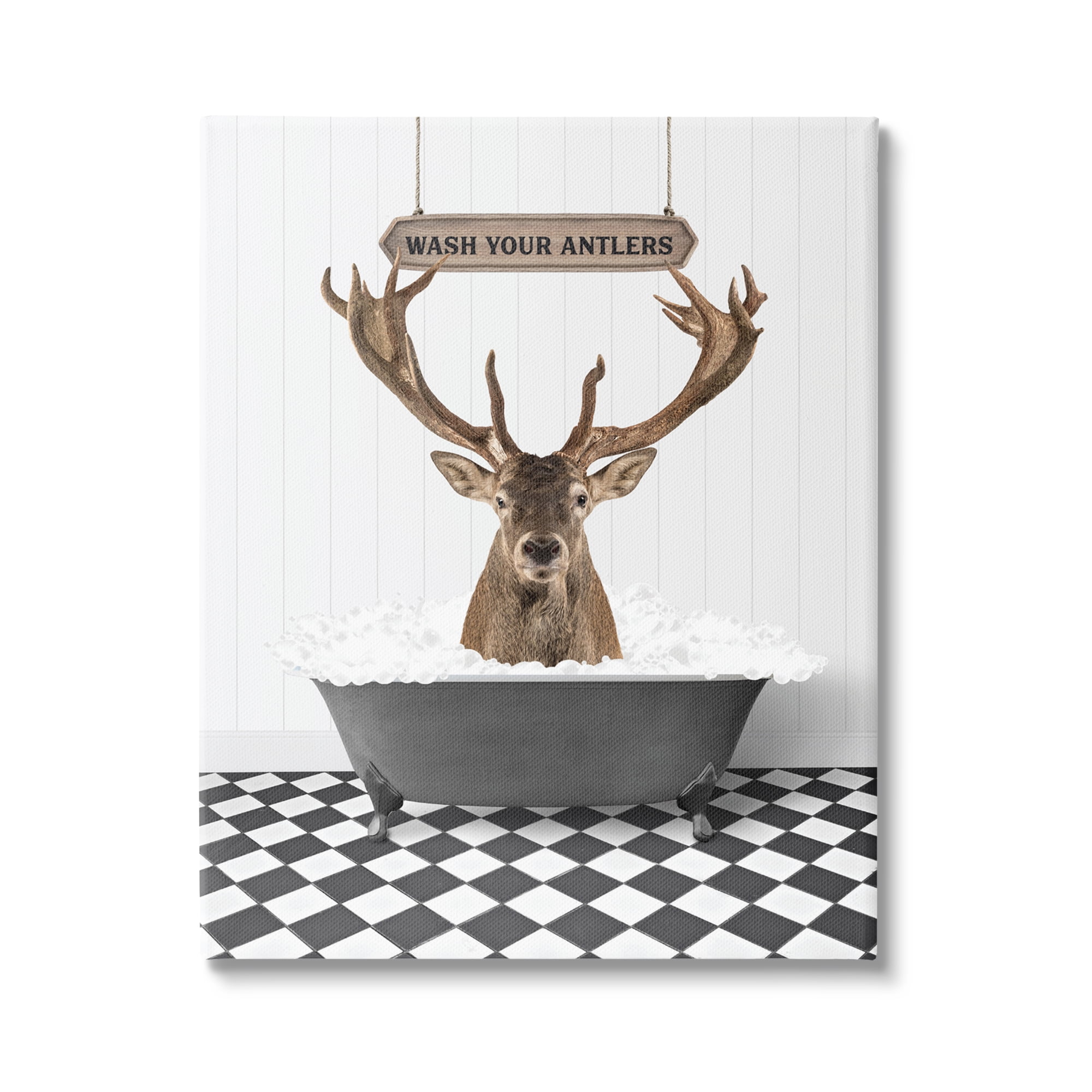 Stupell Industries Wash Your Antlers Phrase Animals & Insects Painting Gallery Wrapped Canvas Print Wall Art, 24 x 30
