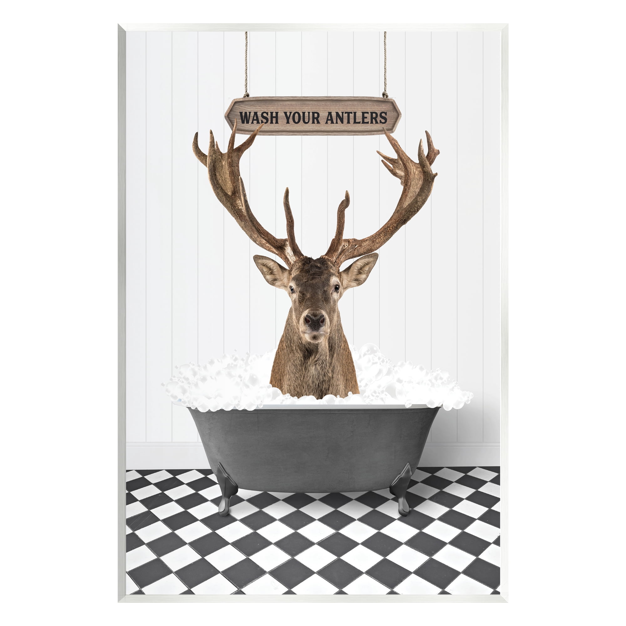 Stupell Industries Wash Your Antlers Phrase Animals & Insects Painting Unframed Art Print Wall Art, 10 x 15