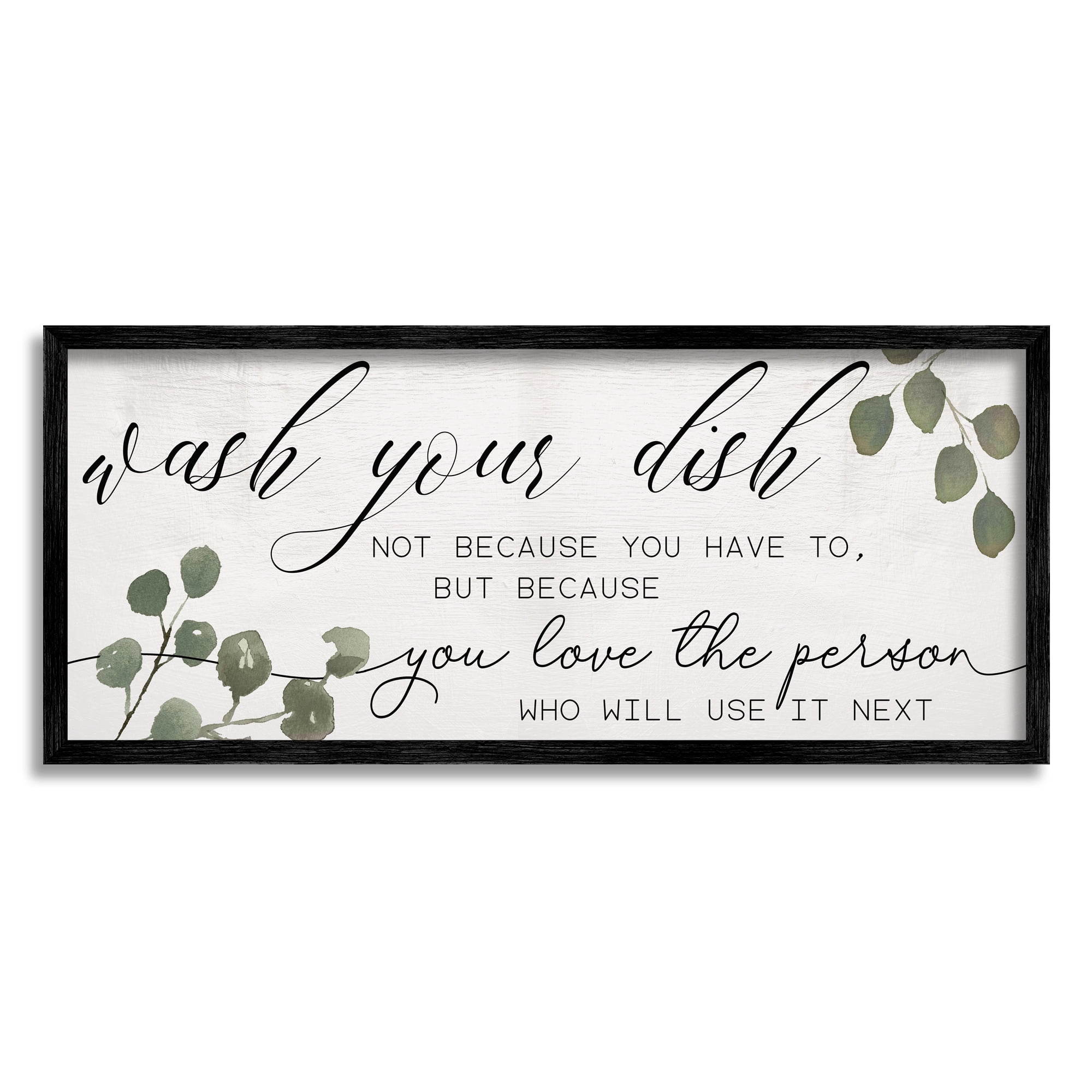 Stupell Industries Wash Your Dish Motivational Kitchen Phrase Green Plants, 24 x 10, Design by Daphne Polselli