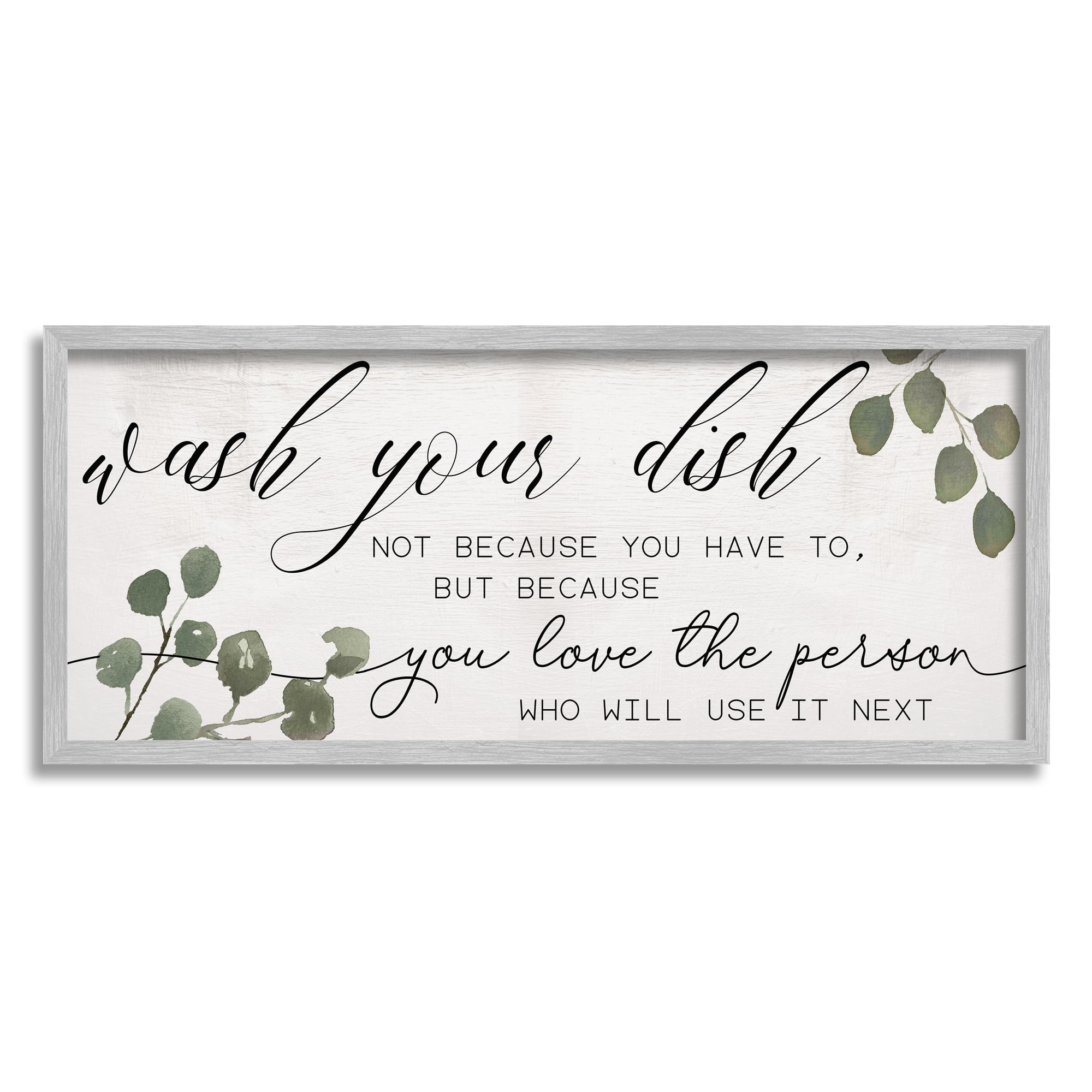 Stupell Industries Wash Your Dish Motivational Kitchen Phrase Green Plants, 24 x 10, Design by Daphne Polselli