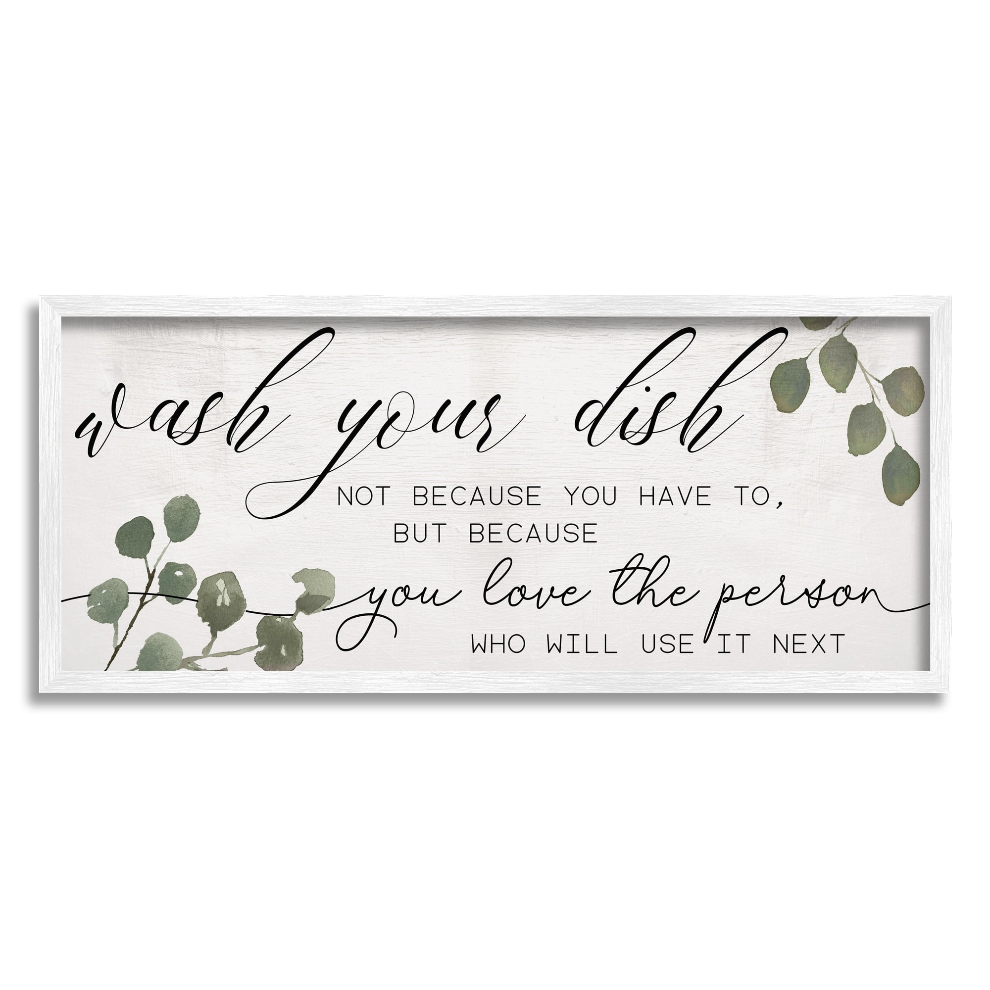 Stupell Industries Wash Your Dish Motivational Kitchen Phrase Green Plants, 24 x 10, Design by Daphne Polselli