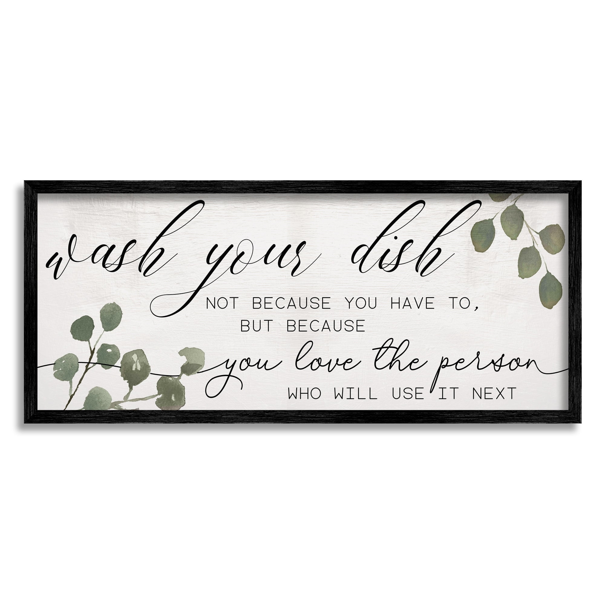Stupell Industries Wash Your Dish Motivational Kitchen Phrase Green Plants, 30 x 13, Design by Daphne Polselli