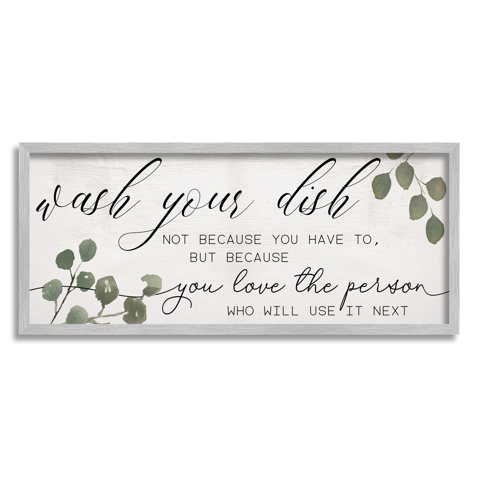 Stupell Industries Wash Your Dish Motivational Kitchen Phrase Green Plants, 30 x 13, Design by Daphne Polselli