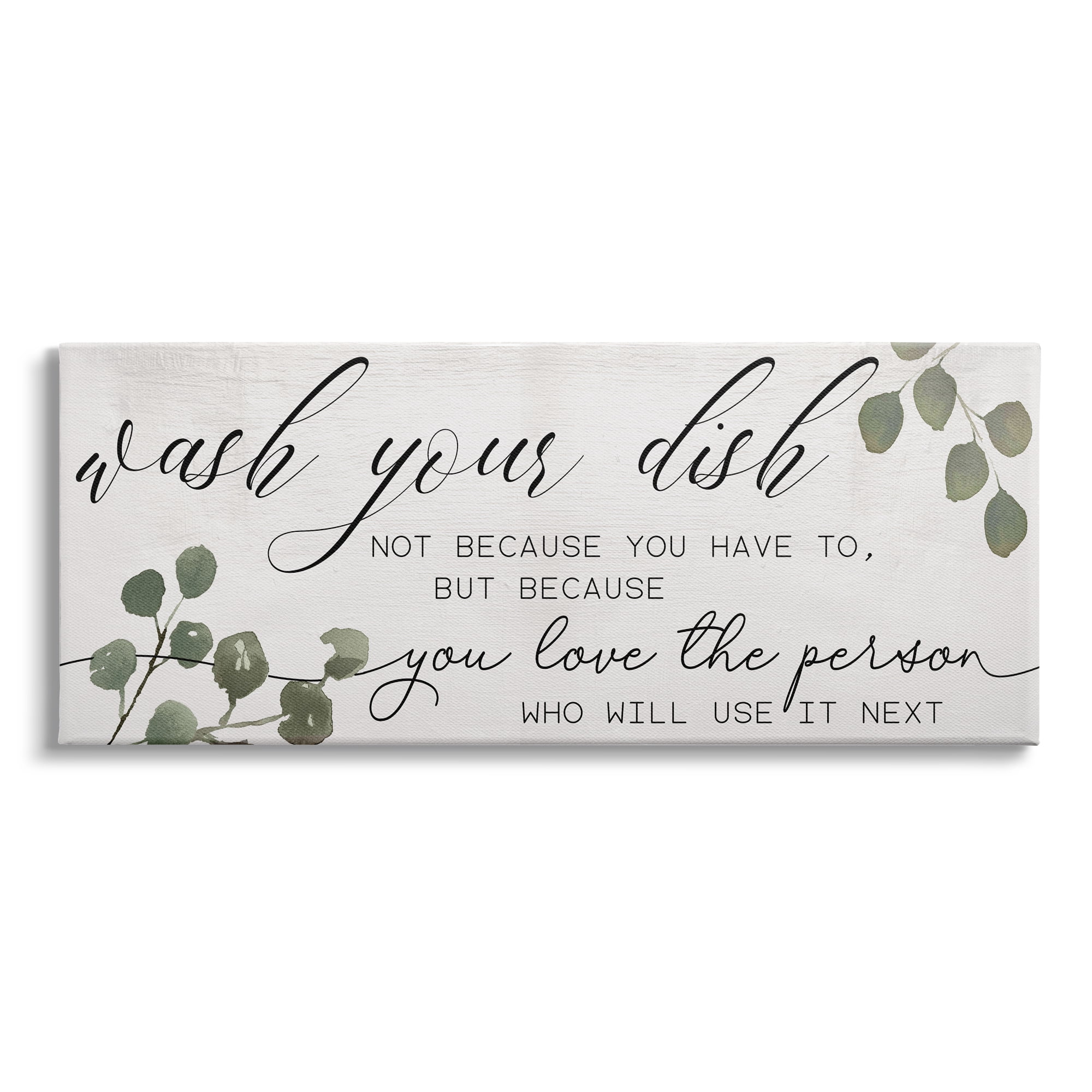 Stupell Industries Wash Your Dish Motivational Kitchen Phrase Green Plants, 40 x 17, Design by Daphne Polselli