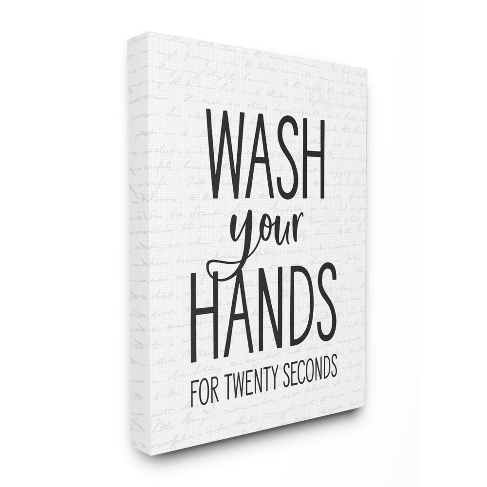 Stupell Industries Wash Your Hands Bathroom Quote Twenty Seconds Clean Canvas Wall Art Design by Lettered and Lined, 16" x 20"