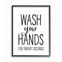Stupell Industries Wash Your Hands Bathroom Quote Twenty Seconds Clean Framed Wall Art Design by Lettered and Lined, 11" x 14", Black Framed