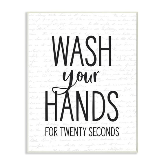 Stupell Industries Wash Your Hands Bathroom Quote Twenty Seconds Clean Graphic Art Unframed Art Print Wall Art, 10x15, by Lettered and Lined