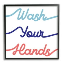 Stupell Industries Wash Your Hands Children's Bathroom Typography Typography Painting Black Framed Art Print Wall Art, 12 x 12