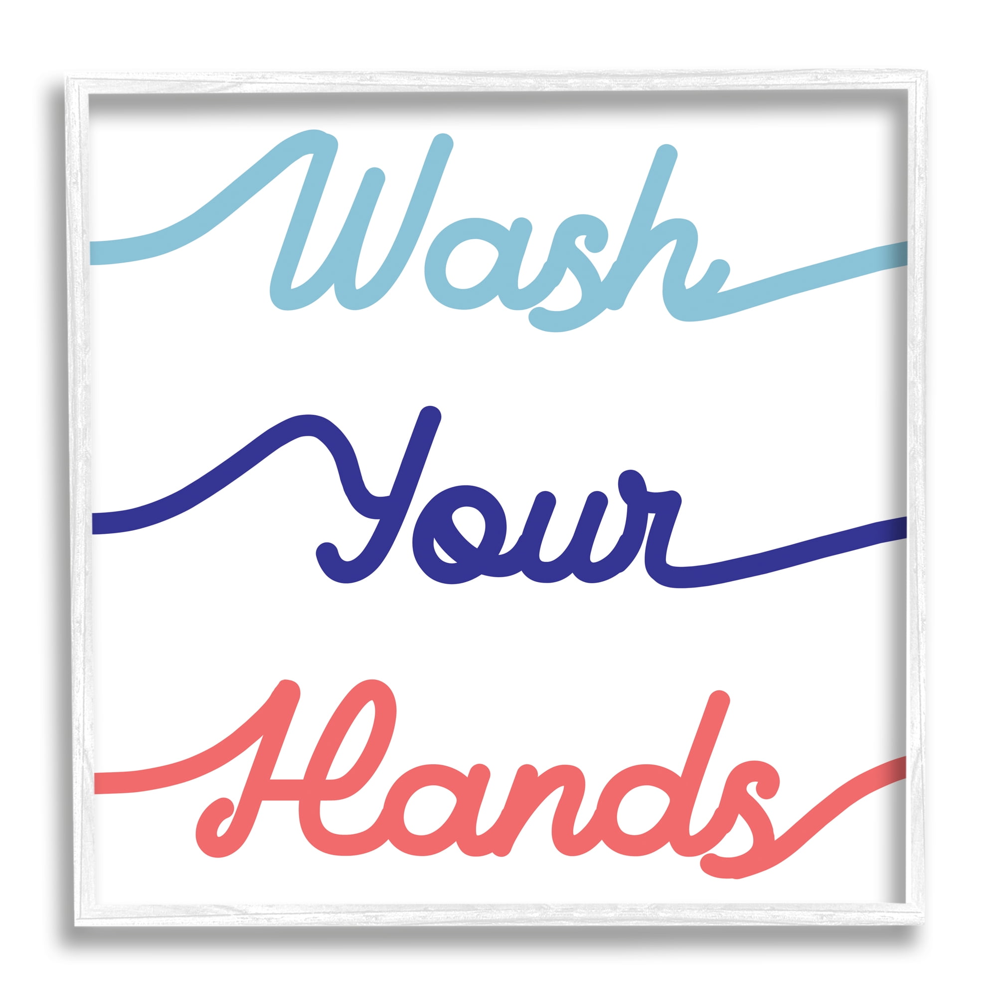 Stupell Industries Wash Your Hands Children's Bathroom Typography Typography Painting White Framed Art Print Wall Art, 12 x 12