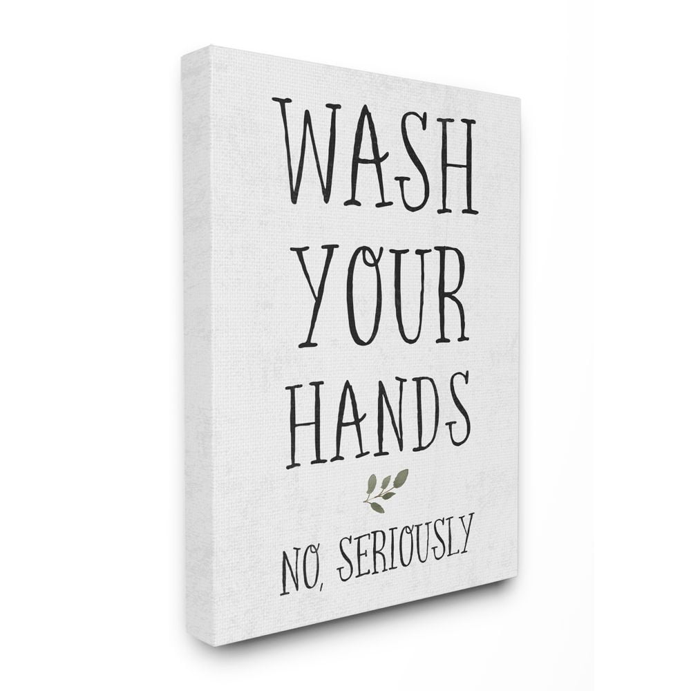 Stupell Industries Wash Your Hands Cottage Charm Bathroom Sign Canvas Wall Art Design by Daphne Polselli, 16" x 20"