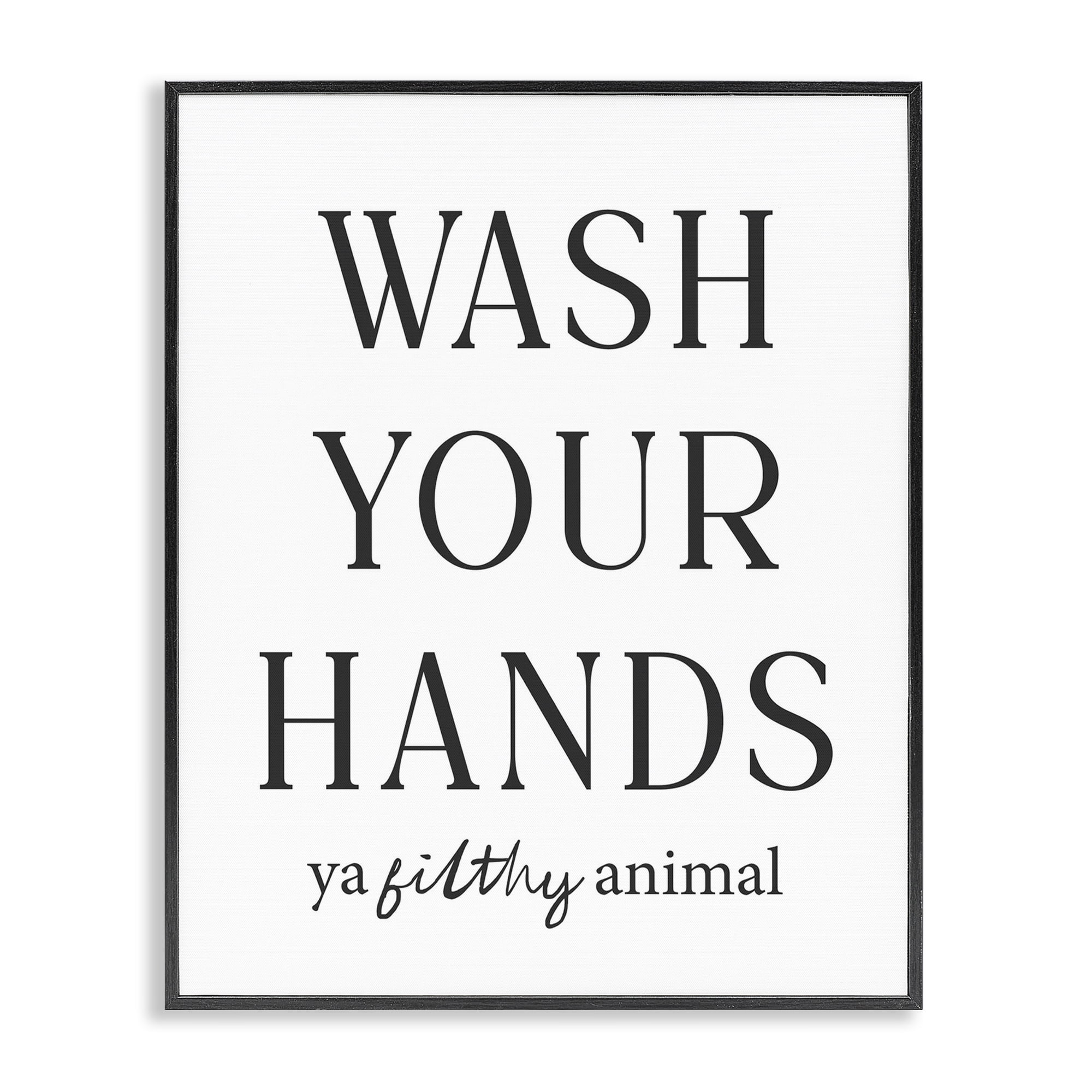 Stupell Industries Wash Your Hands Funny Reminder Black Framed Giclee Art, design by Lettered and Lined