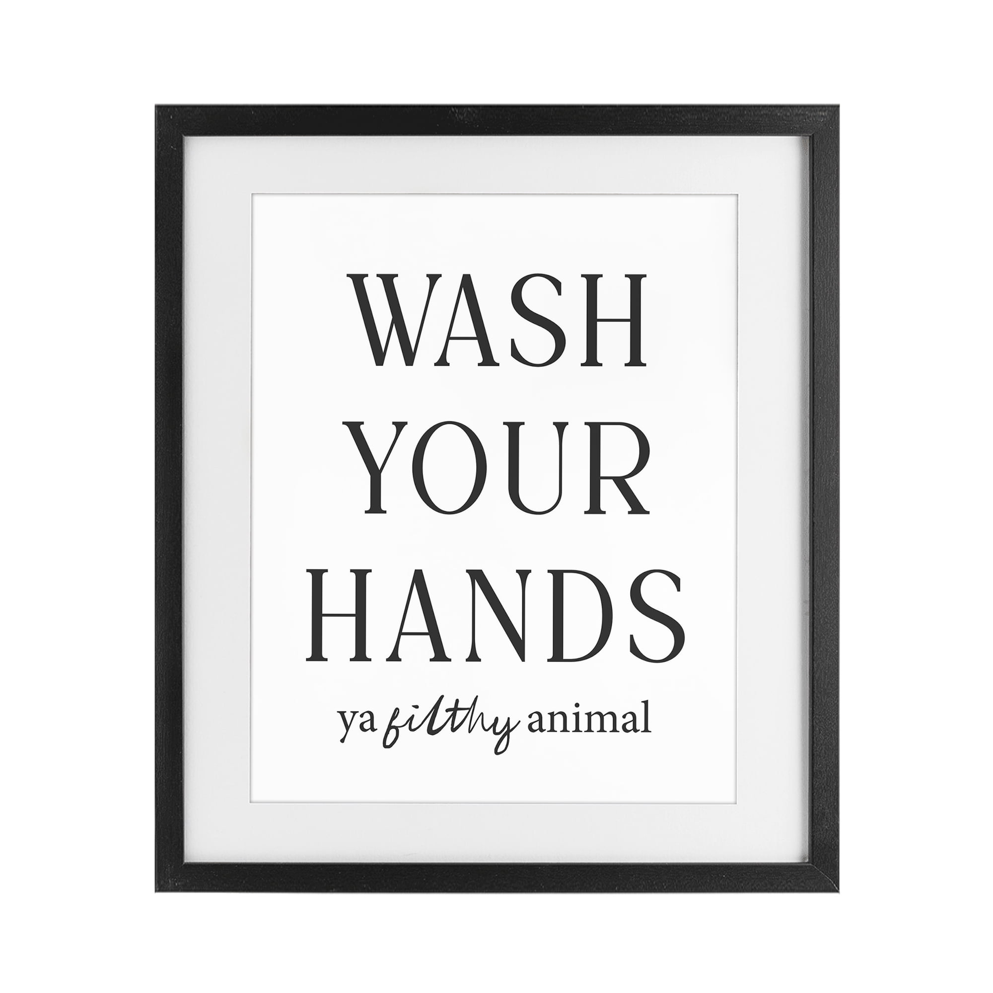 Stupell Industries Wash Your Hands Funny Reminder Black Framed Print Under Glass, design by Lettered and Lined