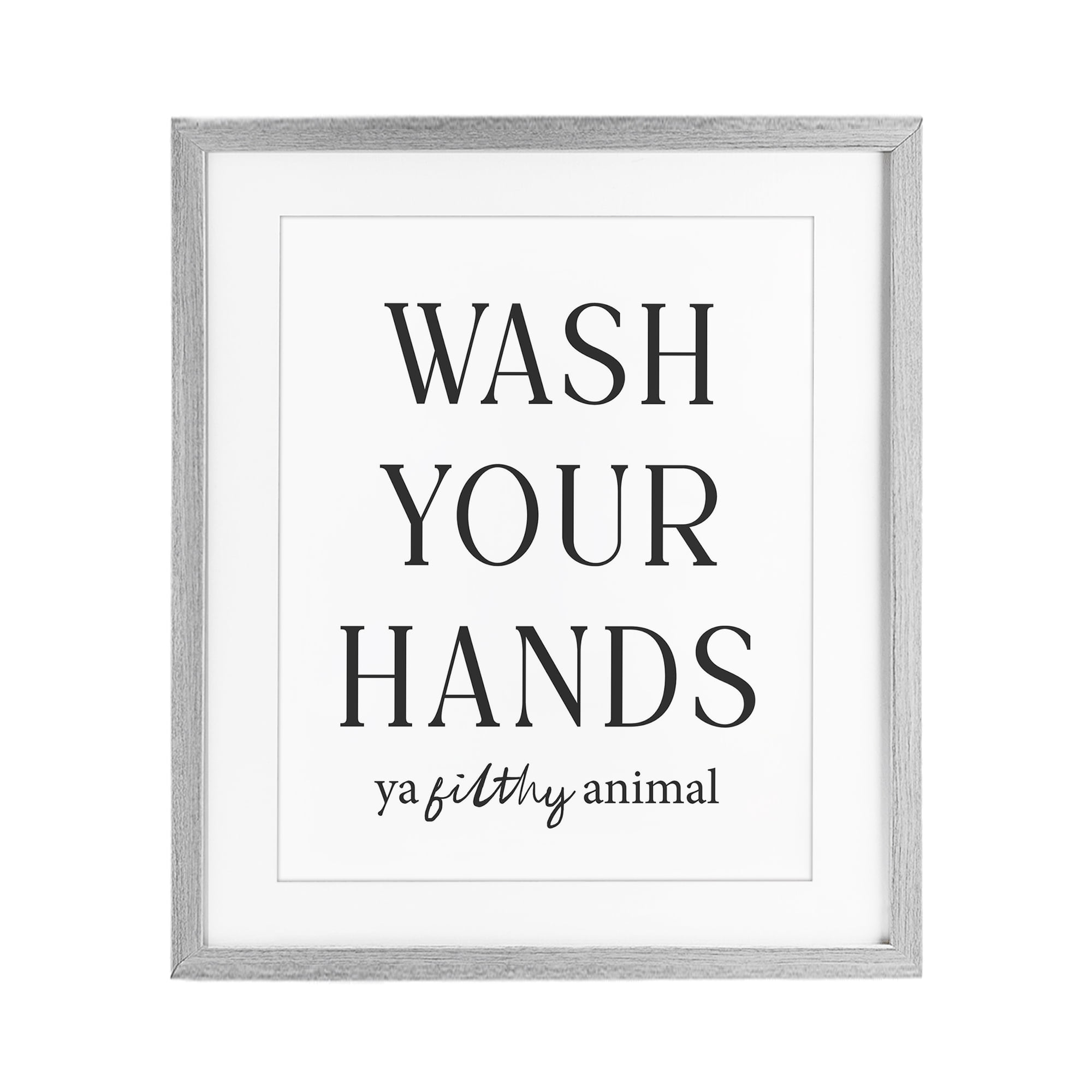 Stupell Industries Wash Your Hands Funny Reminder Gray Framed Print Under Glass, design by Lettered and Lined