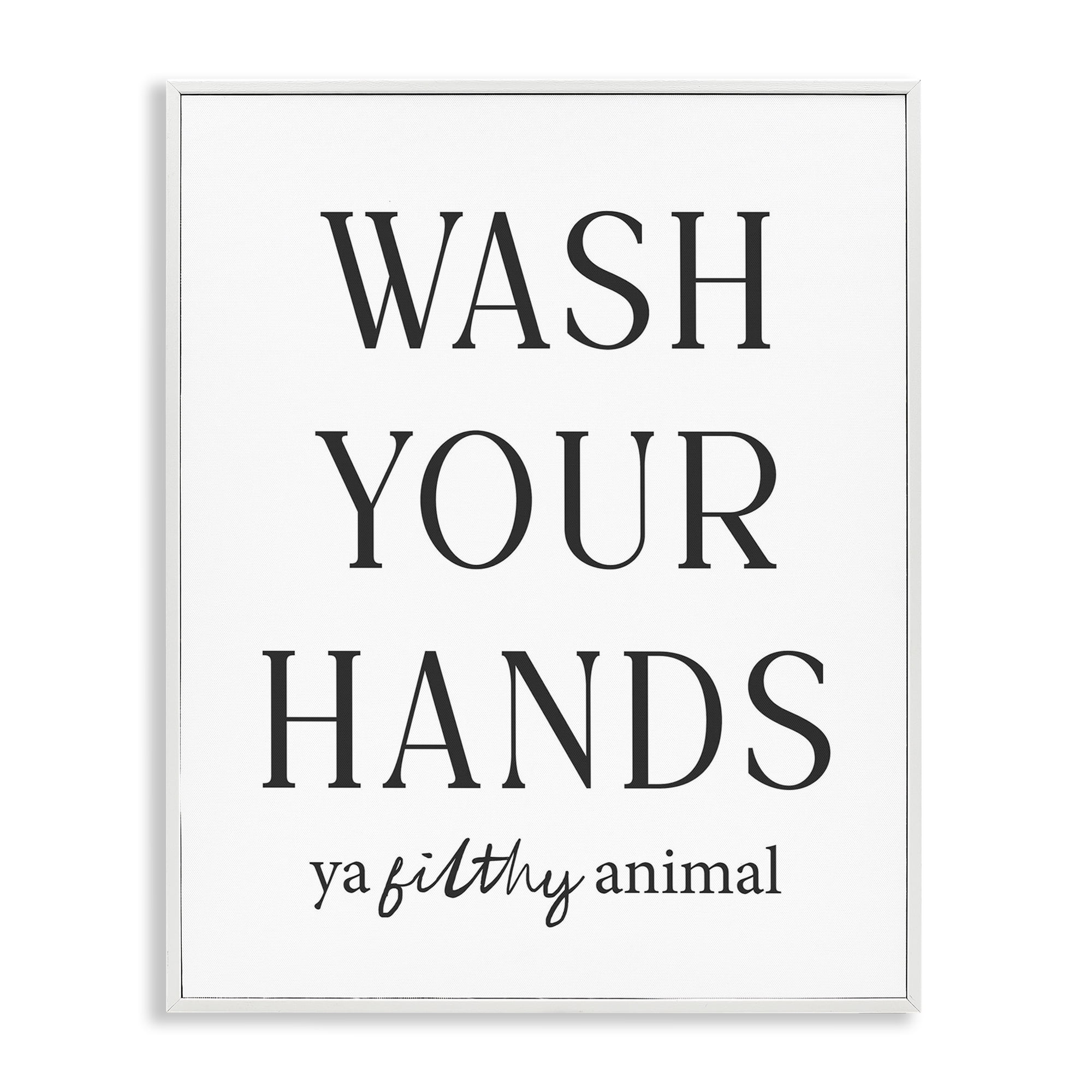 Stupell Industries Wash Your Hands Funny Reminder White Framed Giclee Art, design by Lettered and Lined