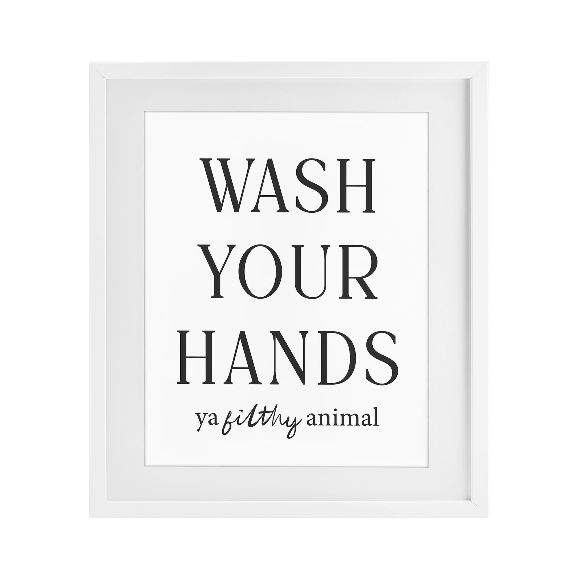 Stupell Industries Wash Your Hands Funny Reminder White Framed Print Under Glass, design by Lettered and Lined
