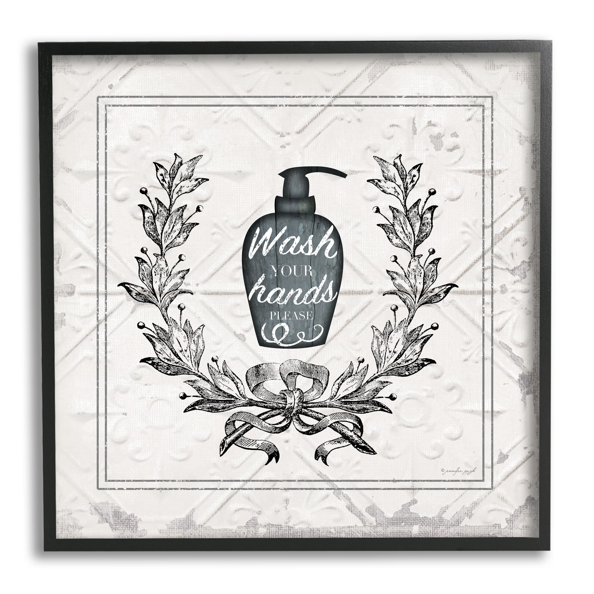 Stupell Industries Wash Your Hands Please Phrase Parisian Soap Bathroom, 12 x 12, Designed by Jennifer Pugh