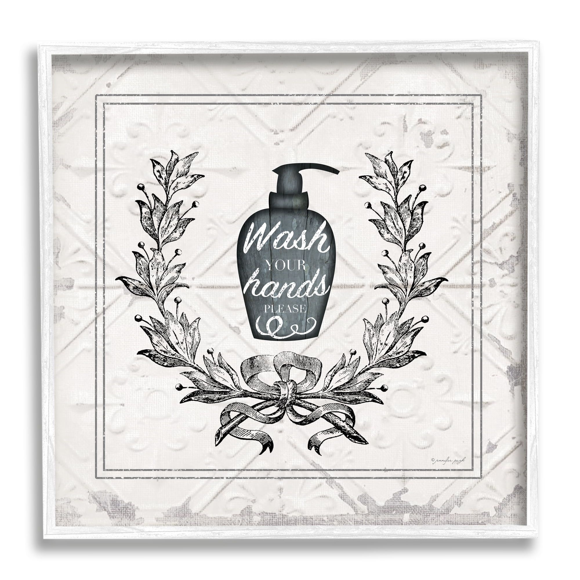 Stupell Industries Wash Your Hands Please Phrase Parisian Soap Bathroom, 24 x 24, Designed by Jennifer Pugh
