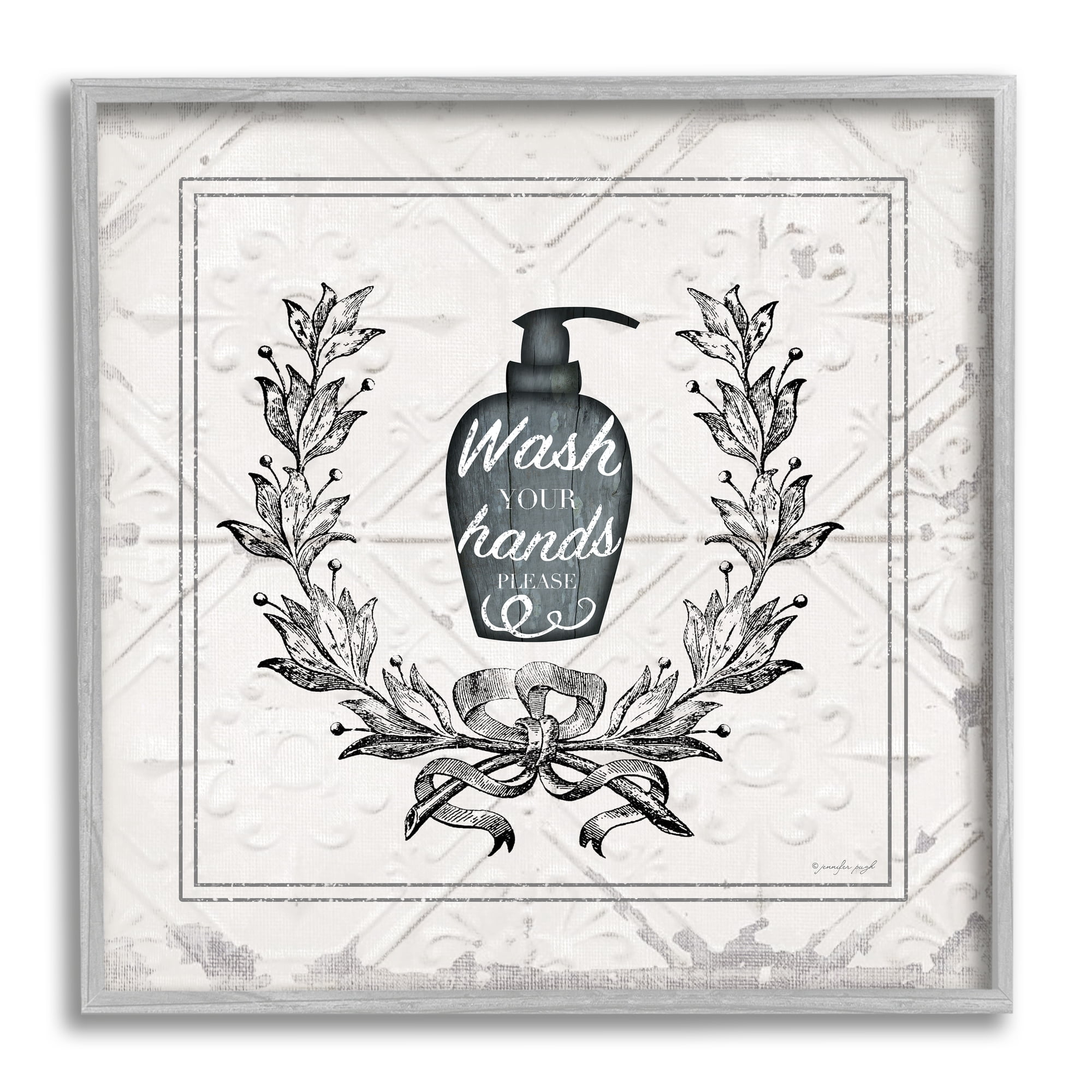 Stupell Industries Wash Your Hands Please Phrase Parisian Soap Bathroom, 24 x 24, Designed by Jennifer Pugh