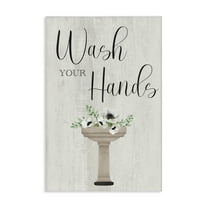 Stupell Industries Wash Your Hands Poppies Bath & Laundry Painting Wrapped Canvas Art Print Wall Art, 16 x 24