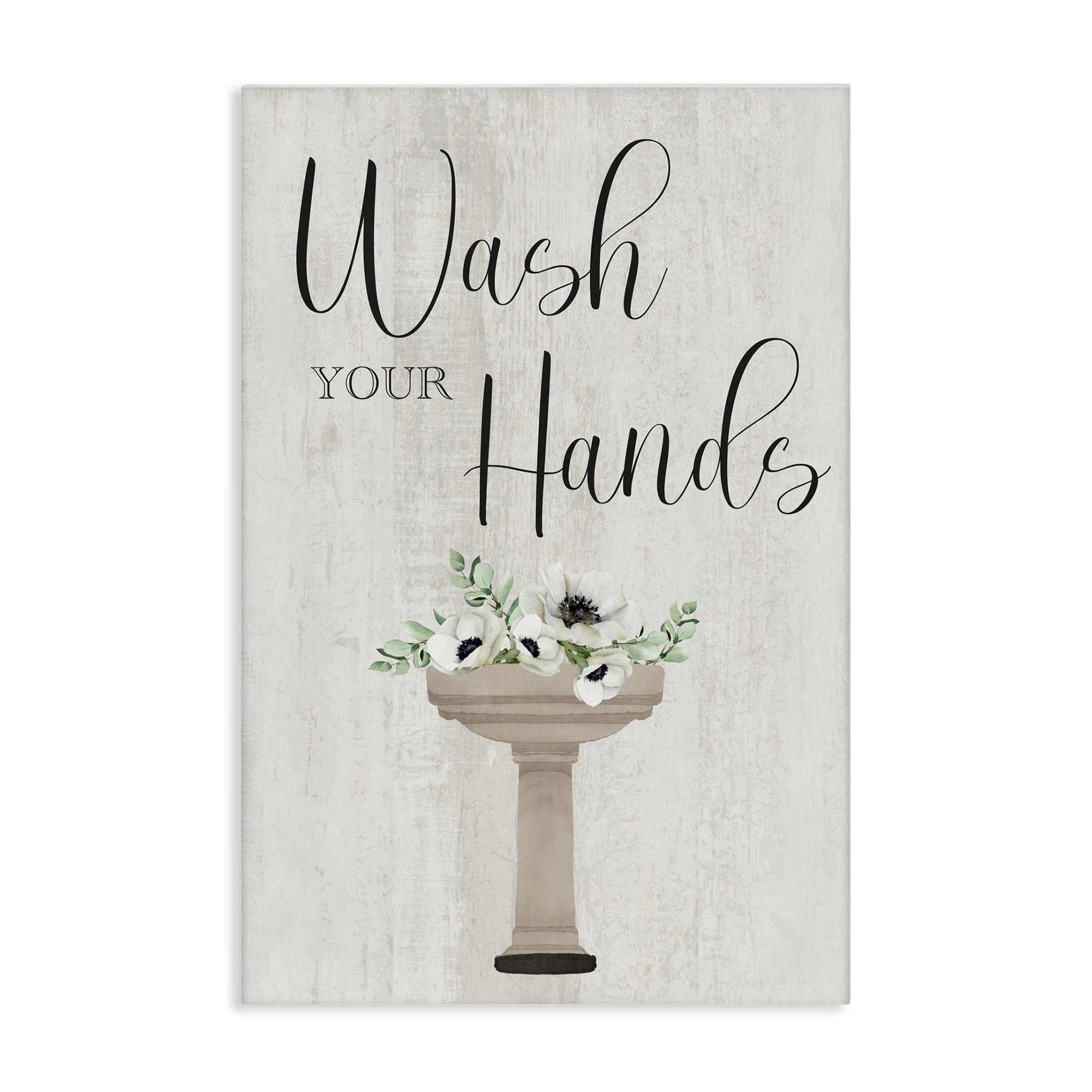 Stupell Industries Wash Your Hands Poppies Bath & Laundry Painting Wrapped Canvas Art Print Wall Art, 20 x 30