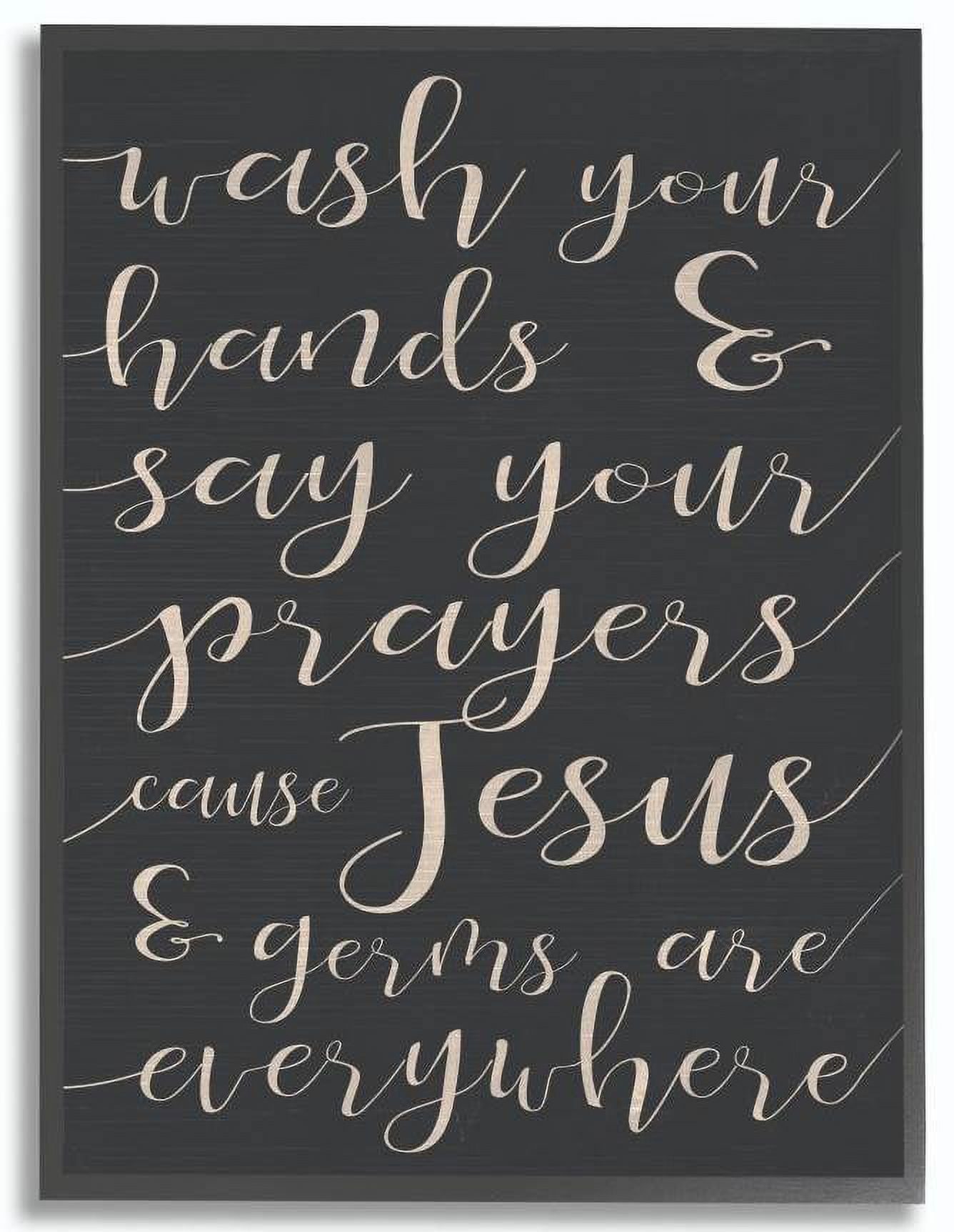 Stupell Industries Wash Your Hands Prayers Black and White Family Bathroom Word Design Framed Wall Art by Daphne Polselli