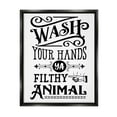 thumbnail image 1 of Stupell Industries Wash Your Hands Vintage Symbol Serif Typography Graphic Art Jet Black Floating Framed Canvas Print Wall Art, Design by Lettered and Lined, 1 of 5
