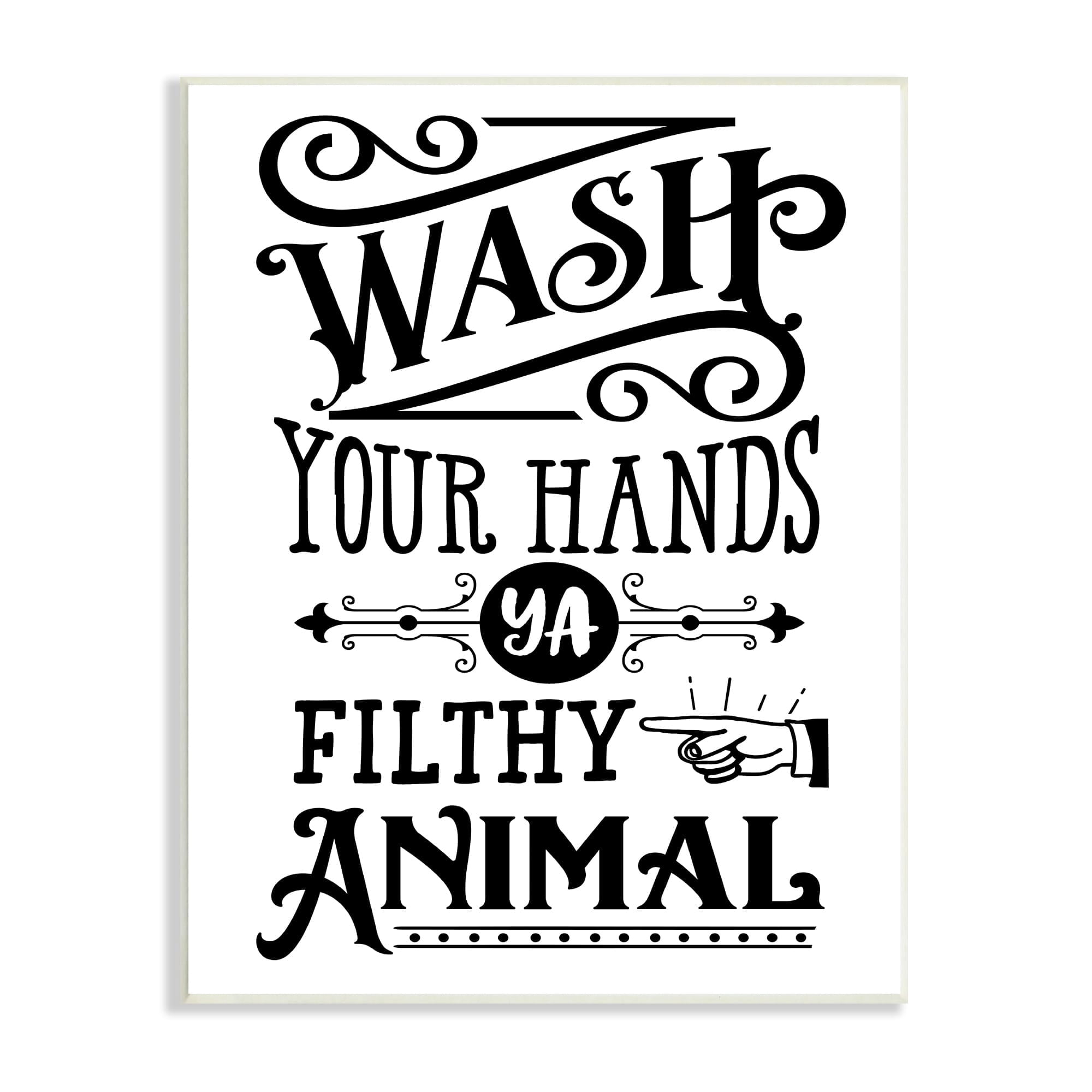 Stupell Industries Wash Your Hands Vintage Symbol Serif Typography Graphic Art Unframed Art Print Wall Art, Design by Lettered and Lined