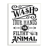 Stupell Industries Wash Your Hands Vintage Symbol Serif Typography Graphic Art Unframed Art Print Wall Art, Design by Lettered and Lined