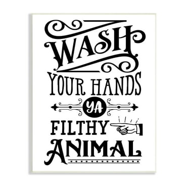 Stupell Industries Wash Your Hands Vintage Symbol Serif Typography Graphic Art Unframed Art Print Wall Art, Design by Lettered and Lined