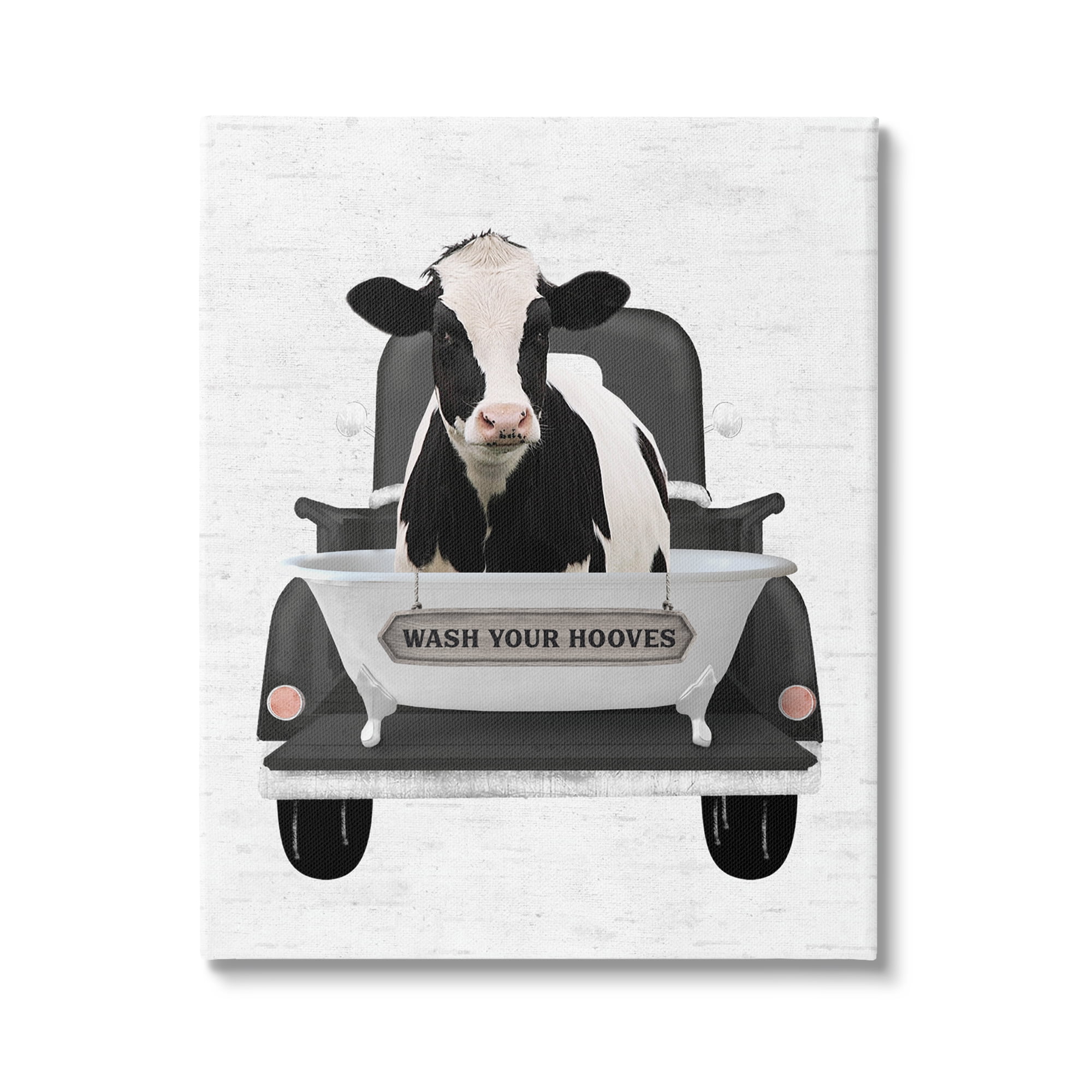 Stupell Industries Wash Your Hooves Cow Animals & Insects Painting Gallery Wrapped Canvas Print Wall Art, 16 x 20
