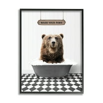 Stupell Industries Wash Your Paws Phrase Animals & Insects Painting Black Framed Art Print Wall Art, 11 x 14