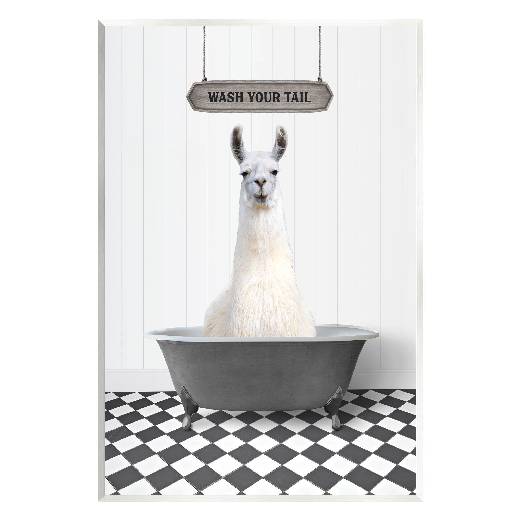 Stupell Industries Wash Your Tail Animal Animals & Insects Painting Unframed Art Print Wall Art, 13 x 19