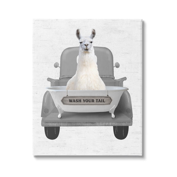 Stupell Industries Wash Your Tail Llama Animals & Insects Painting Gallery Wrapped Canvas Print Wall Art, 16 x 20