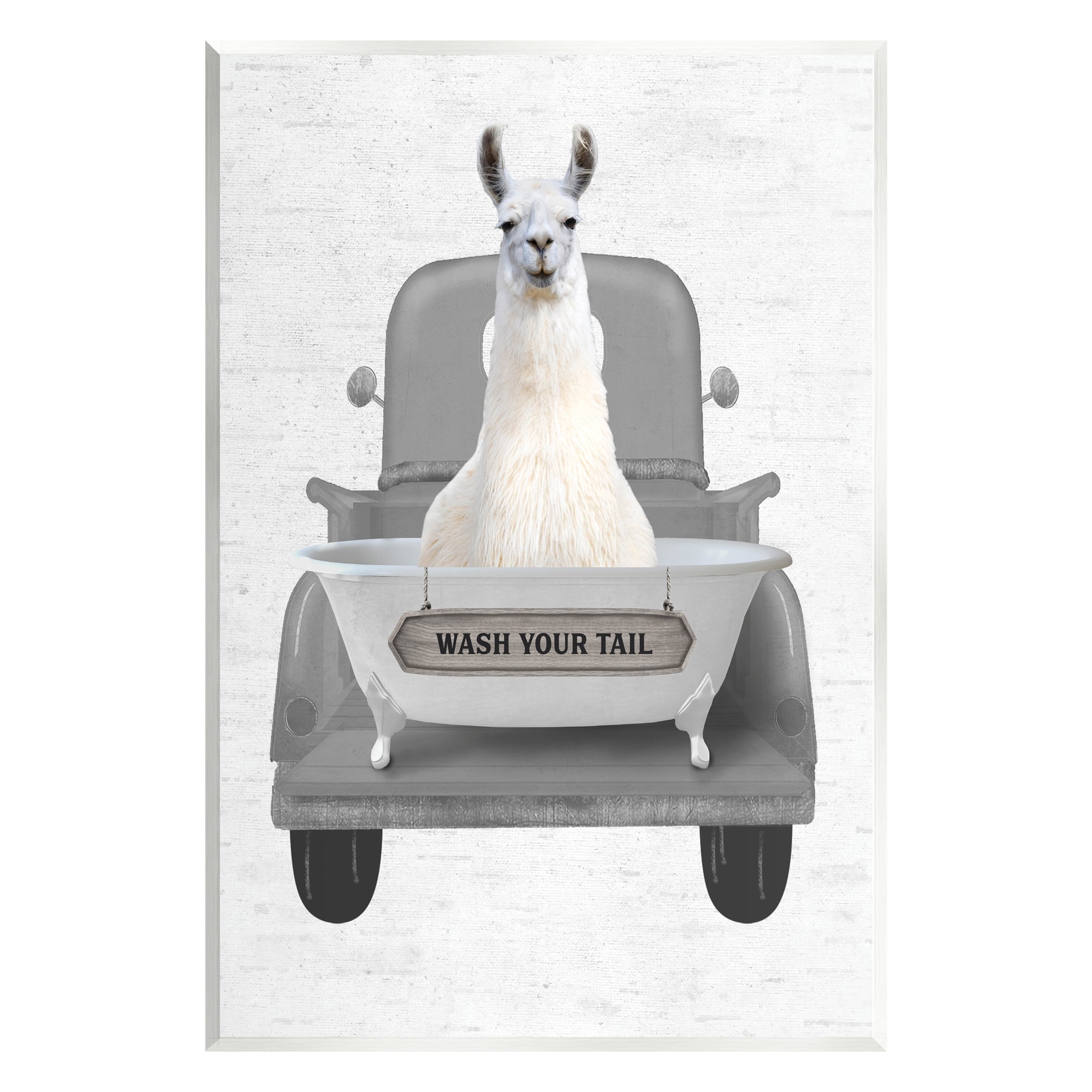 Stupell Industries Wash Your Tail Llama Animals & Insects Painting Unframed Art Print Wall Art, 13 x 19