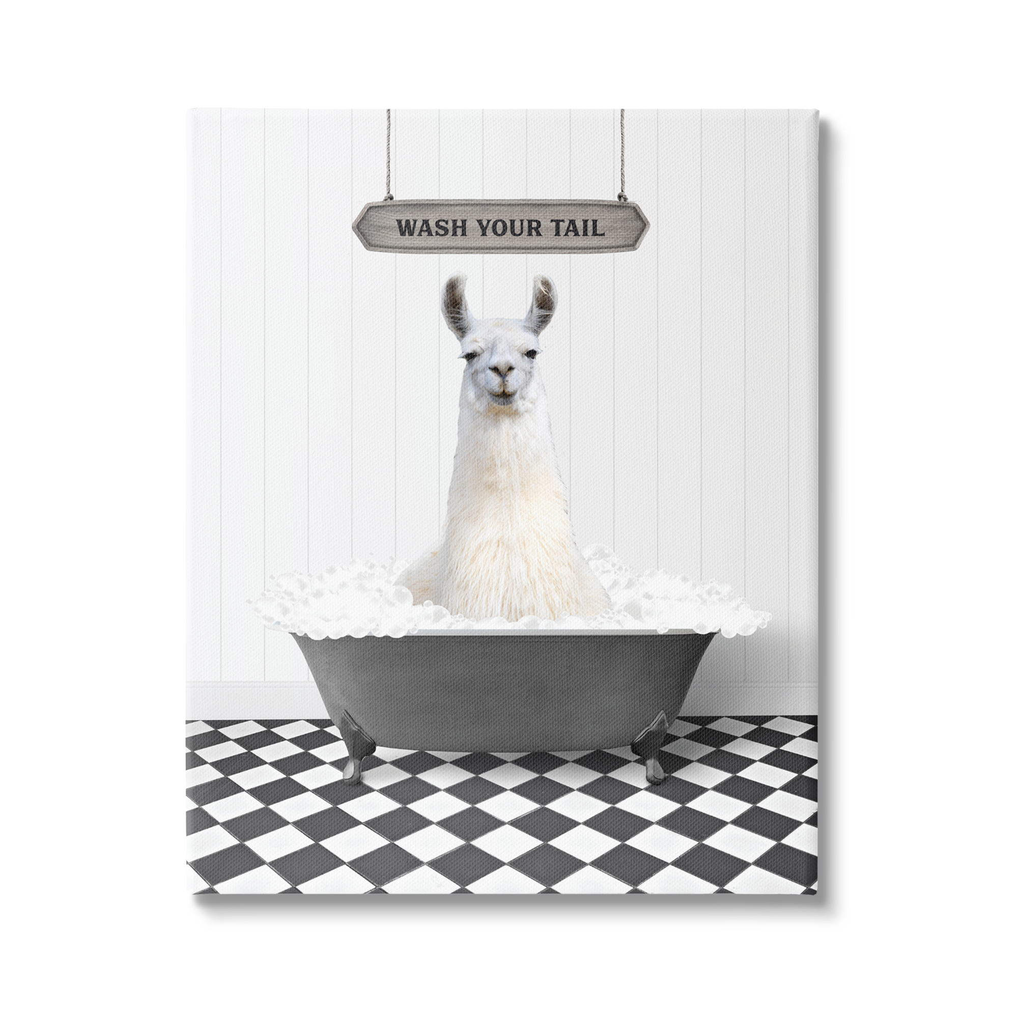 Stupell Industries Wash Your Tail Phrase Animals & Insects Painting Gallery Wrapped Canvas Print Wall Art, 30 x 40