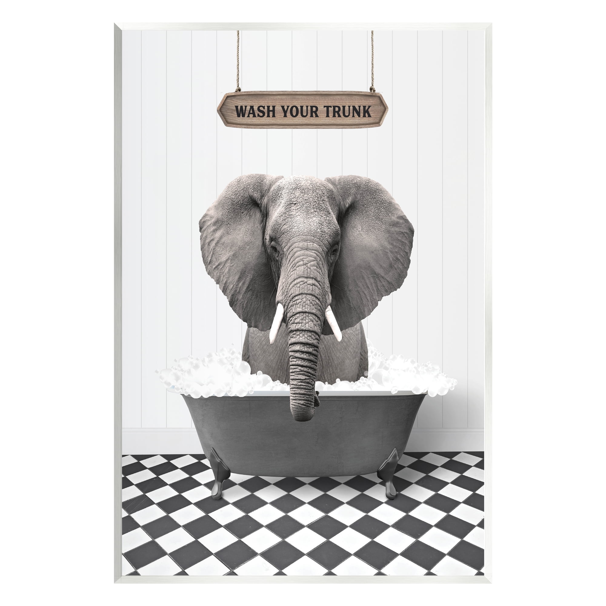 Stupell Industries Wash Your Trunk Bathroom Animals & Insects Painting Unframed Art Print Wall Art, 13 x 19