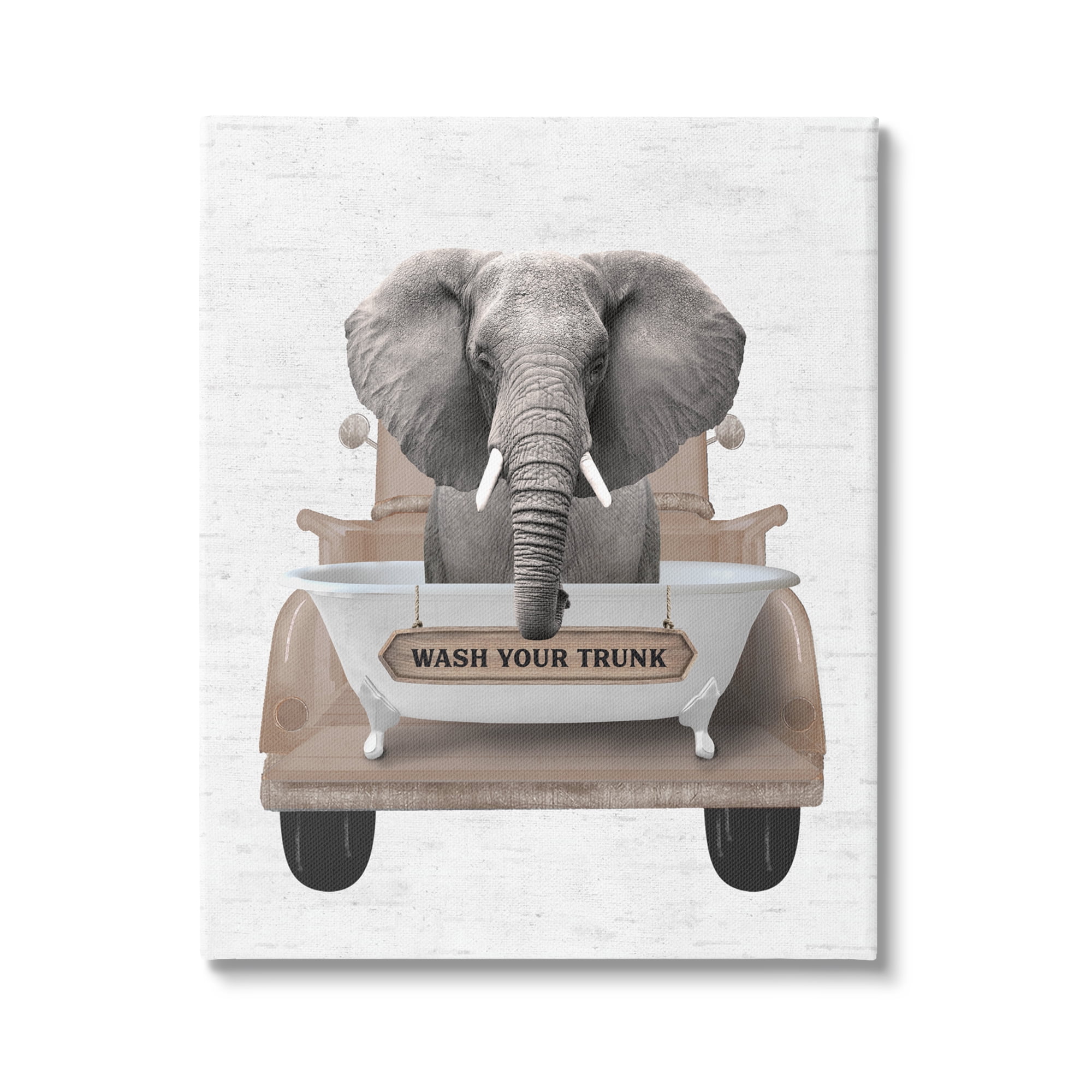 Stupell Industries Wash Your Trunk Elephant Animals & Insects Painting Gallery Wrapped Canvas Print Wall Art, 24 x 30