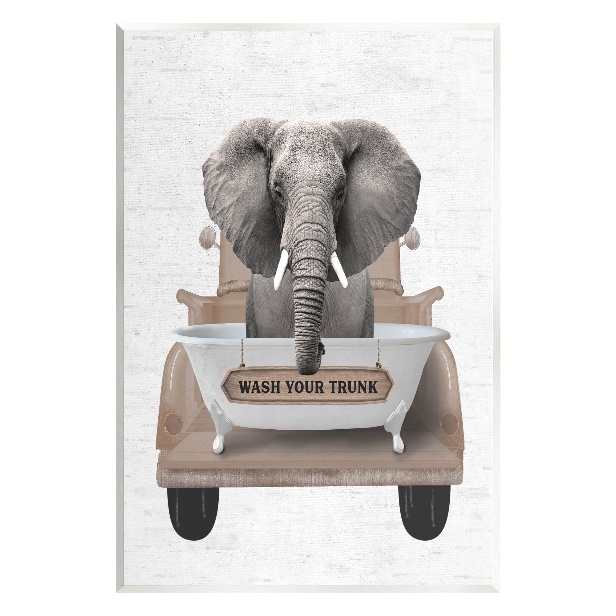 Stupell Industries Wash Your Trunk Elephant Animals & Insects Painting Unframed Art Print Wall Art, 10 x 15
