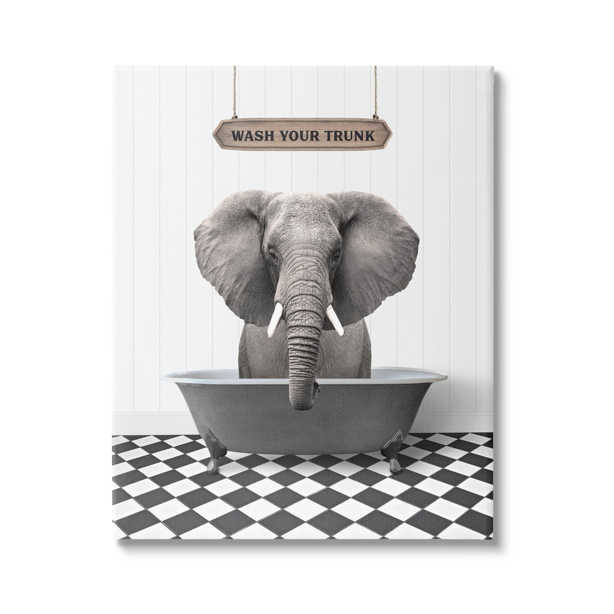 Stupell Industries Wash Your Trunk Phrase Animals & Insects Painting Gallery Wrapped Canvas Print Wall Art, 16 x 20