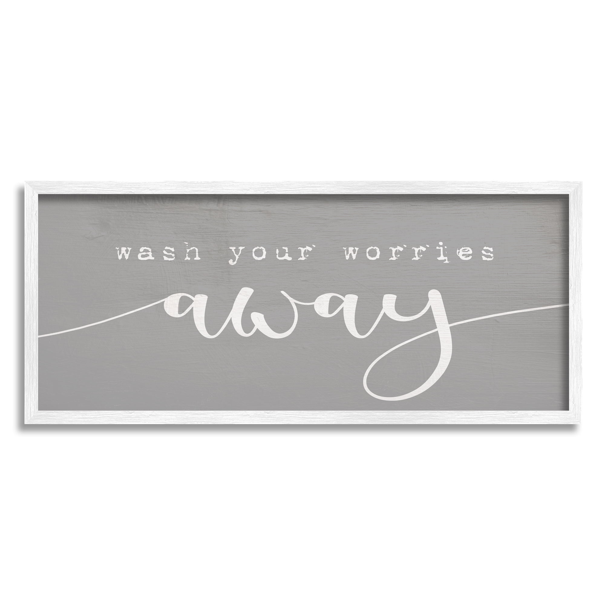 Stupell Industries Wash Your Worries Away Phrase Bathroom Relaxation, 13 x 30, Designed by Daphne Polselli