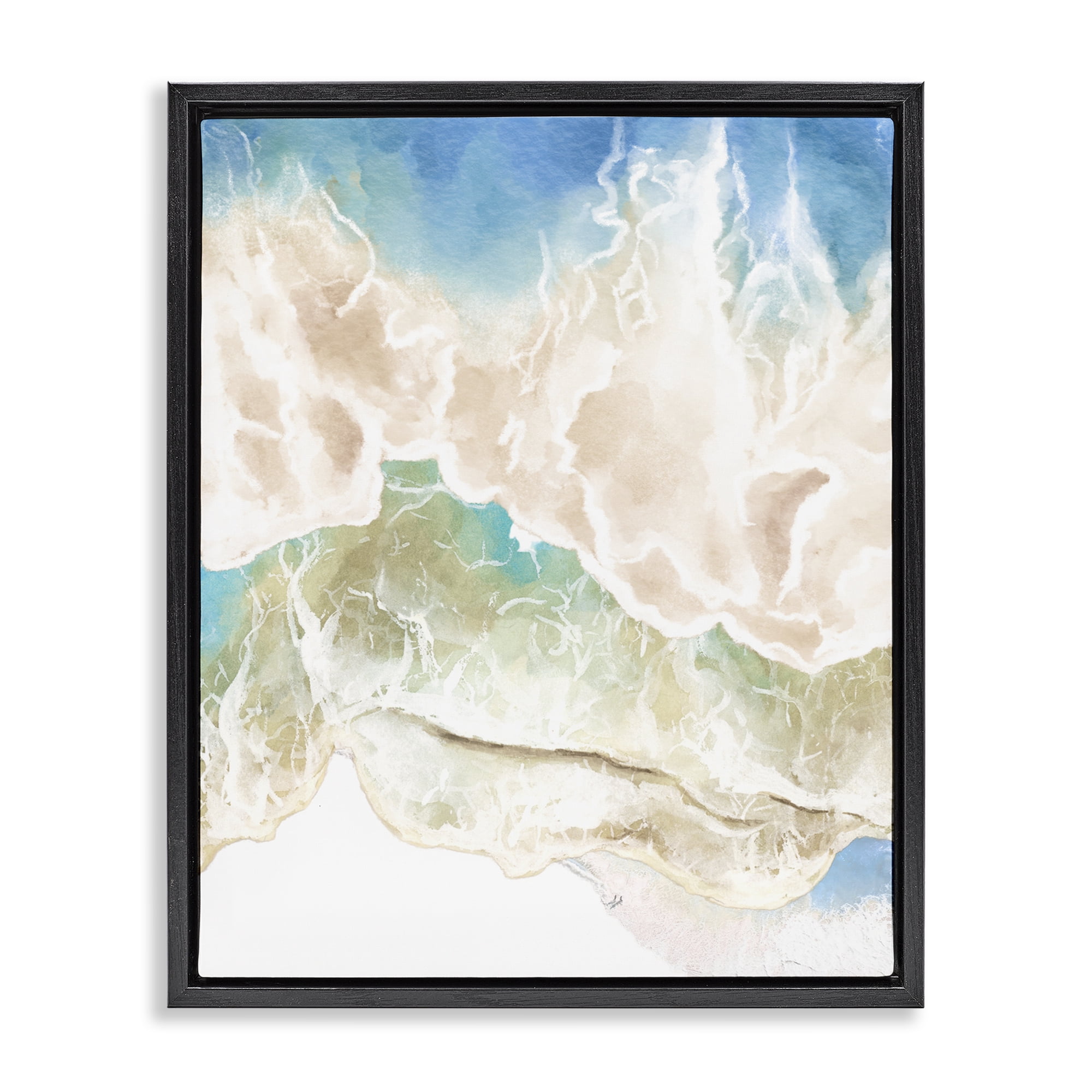 Stupell Industries Washed Away Tide Abstract Black Framed Floater Canvas Wall Art, design by Jesse Keith