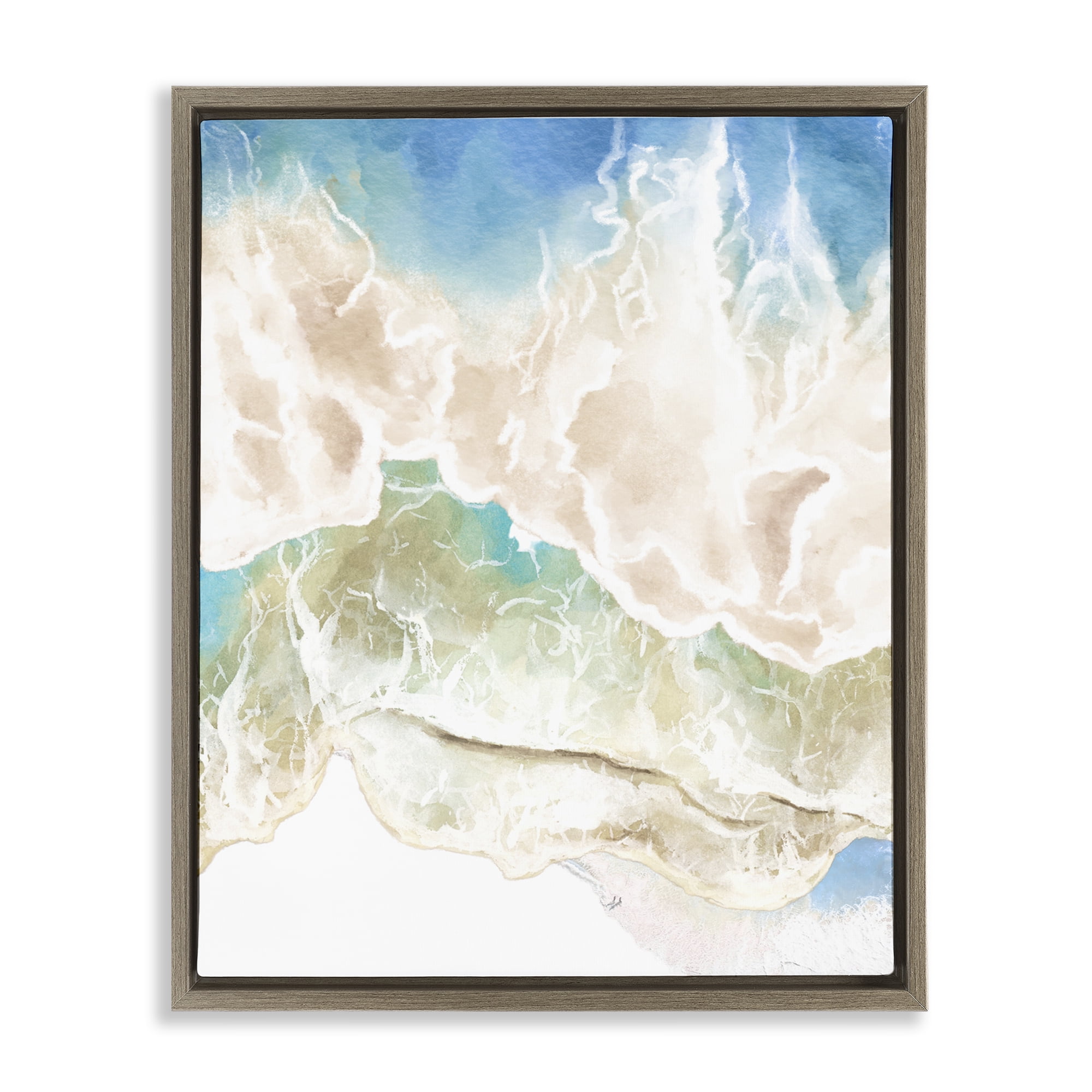 Stupell Industries Washed Away Tide Abstract Brown Framed Floater Canvas Wall Art, design by Jesse Keith