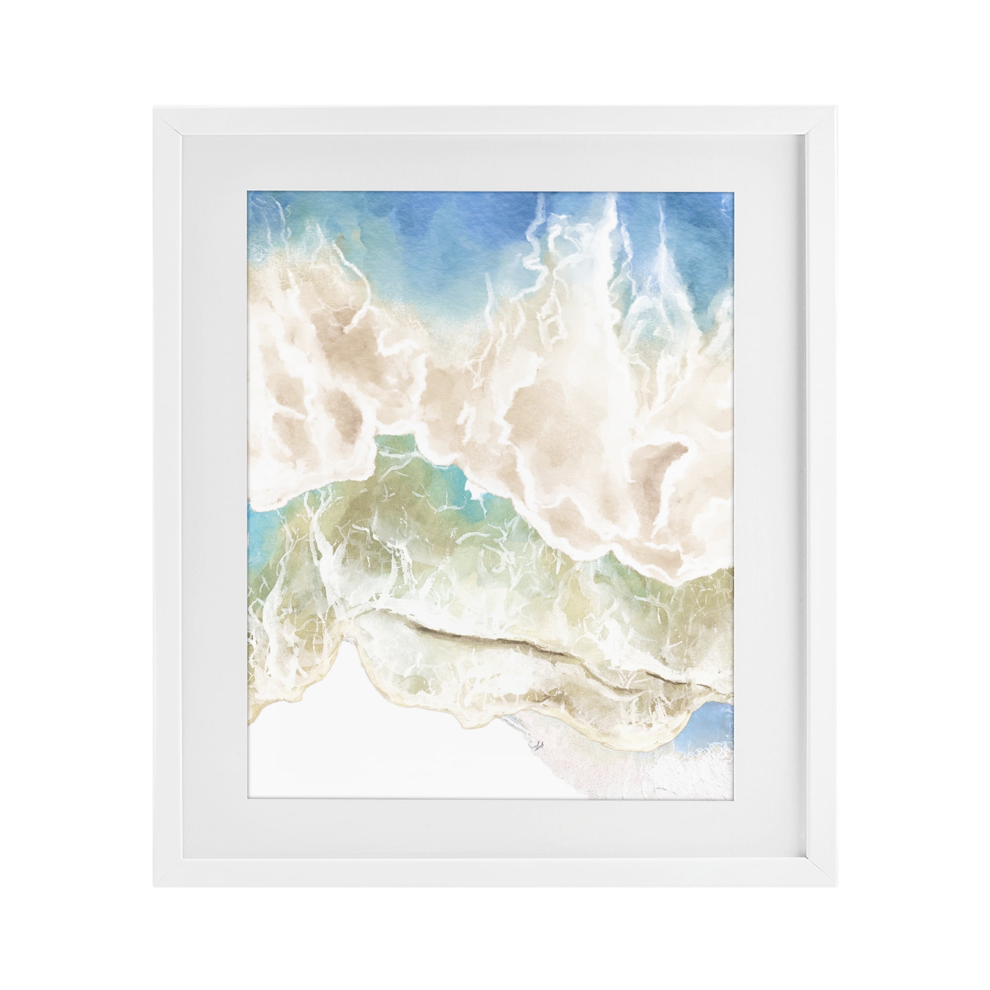 Stupell Industries Washed Away Tide Abstract White Framed Print Under Glass, design by Jesse Keith